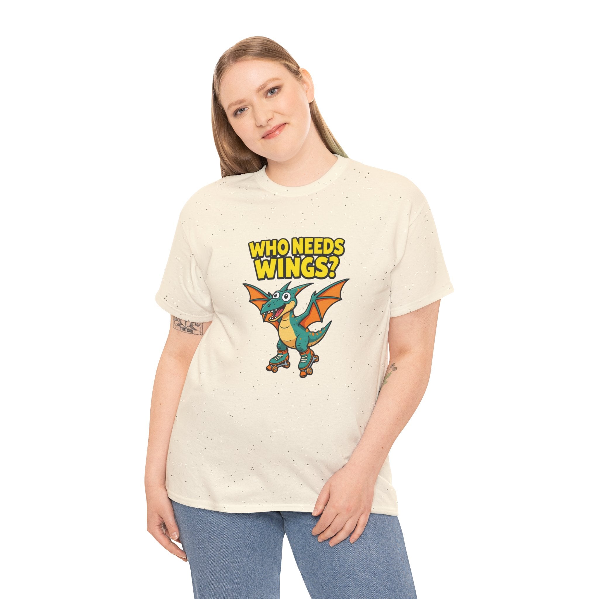 Dragon T‑Shirt — "Who Needs Wings?" Cute Cartoon Dragon Tee for Kids & Fans