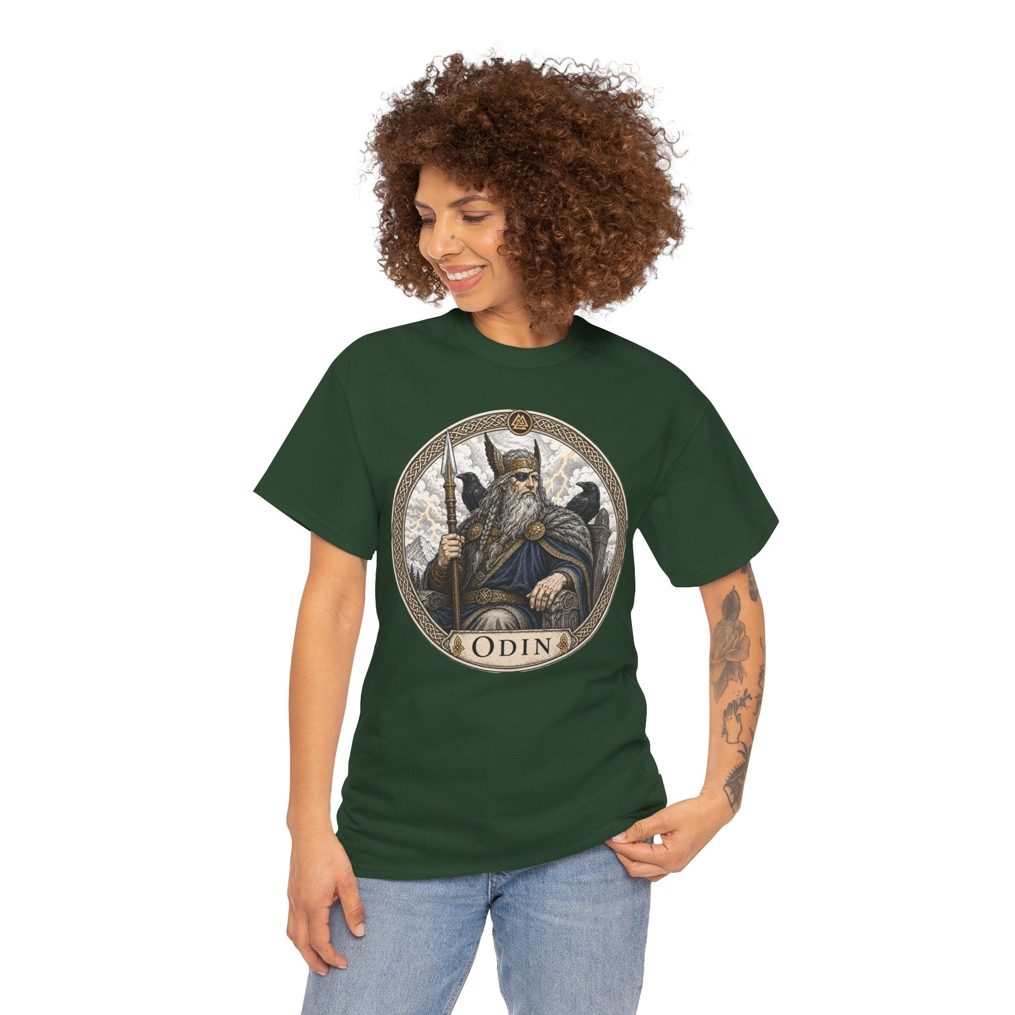 Odin Norse Mythology T-Shirt — Allfather Viking God Ravens Gungnir Valknut