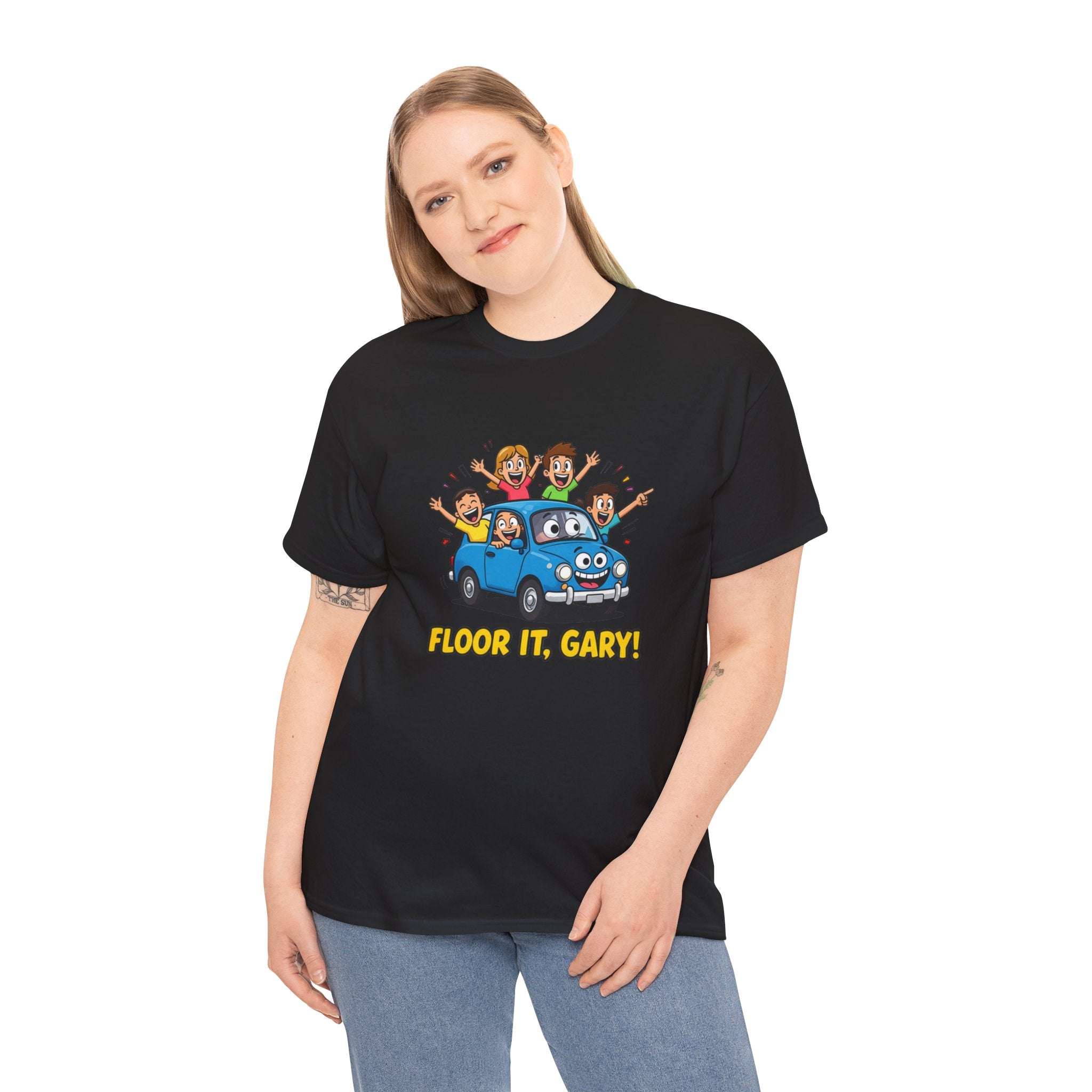Floor It Gary T-Shirt – Funny Family Car Road Trip Cartoon | Personalised Name Driving Humour Graphic Tee