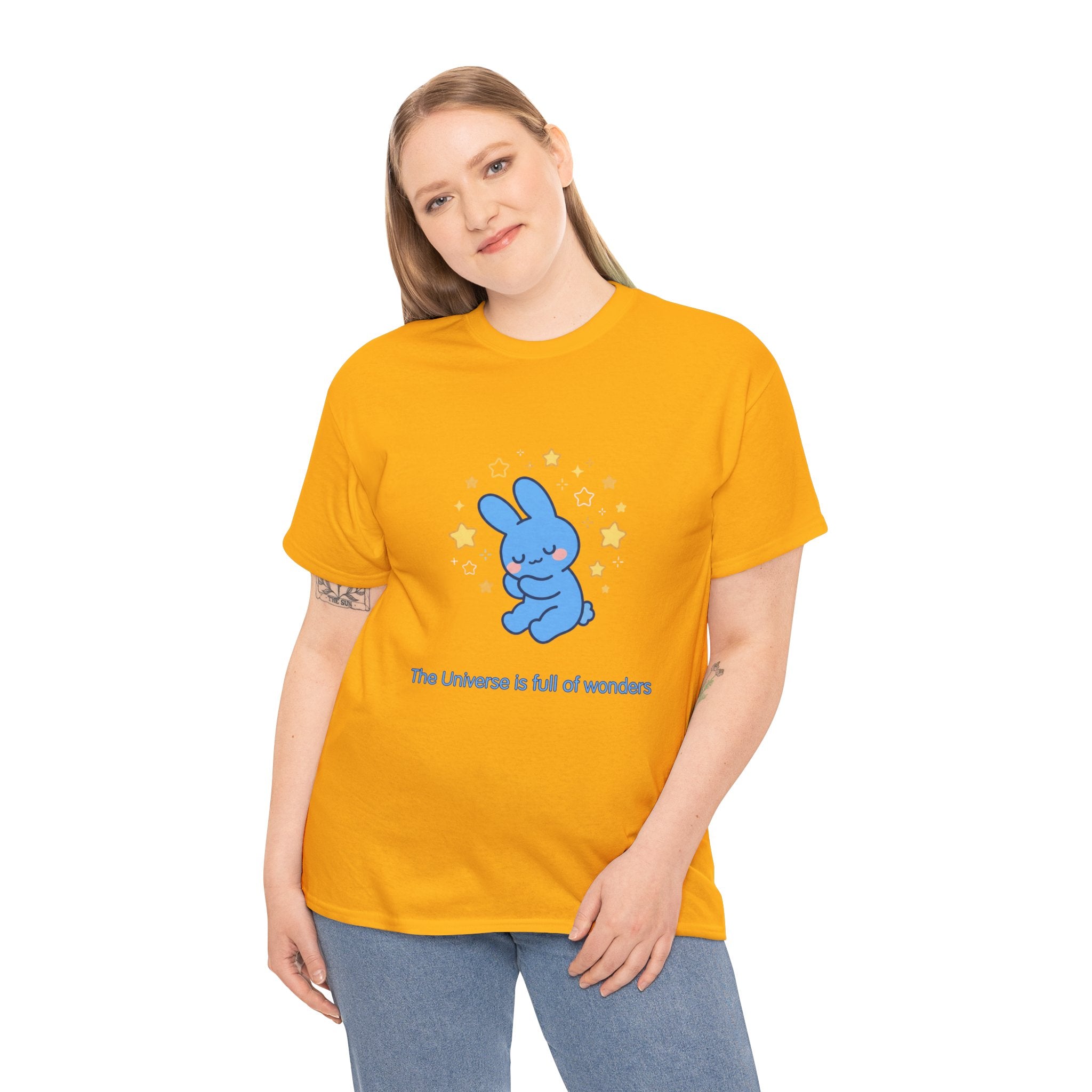 The Universe Is Full of Wonders T-Shirt | Cute Blue Bunny Tee | Kids & Family Kawaii Graphic T-Shirt
