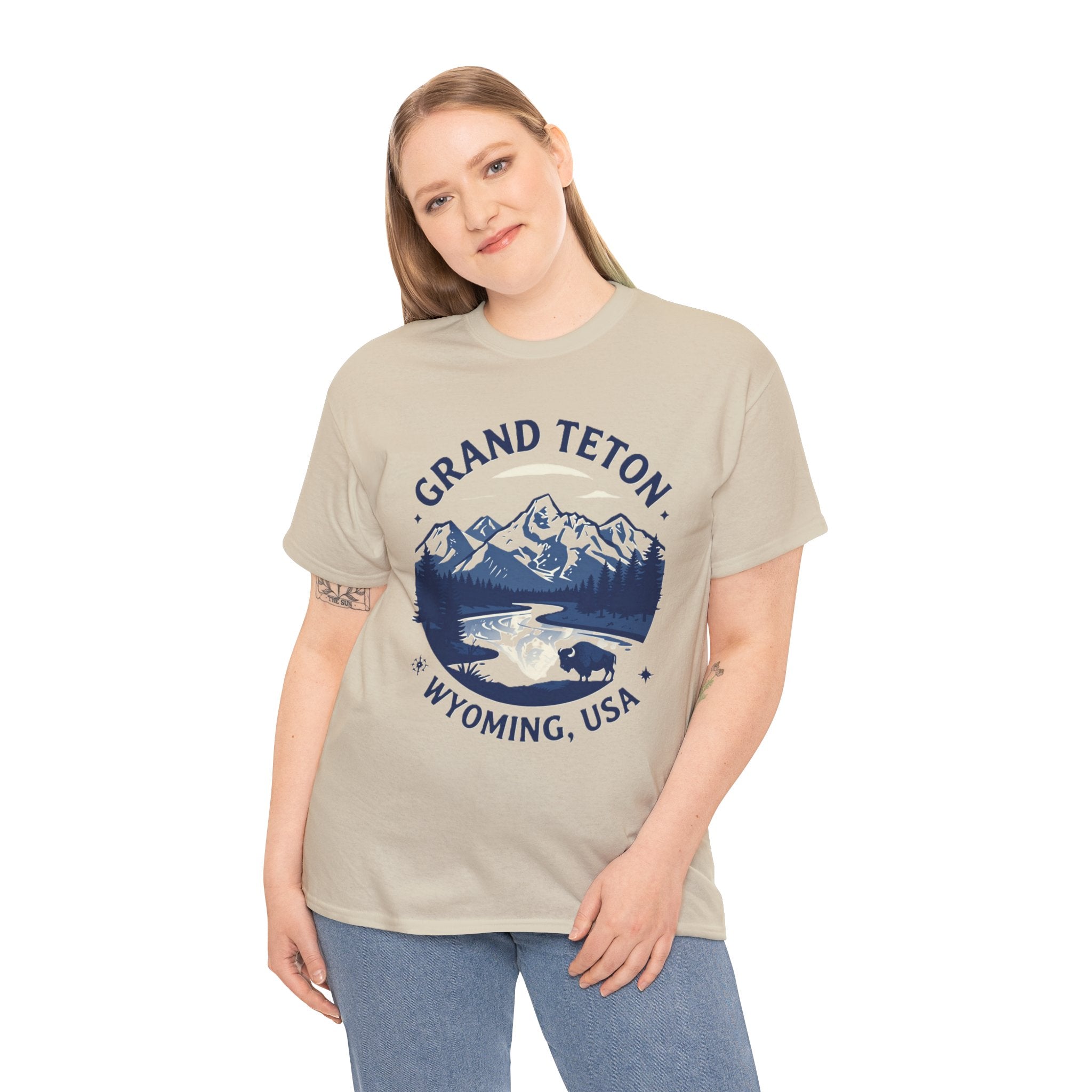 Grand Teton Wyoming Graphic Tee — Mountain Scenic River T-Shirt