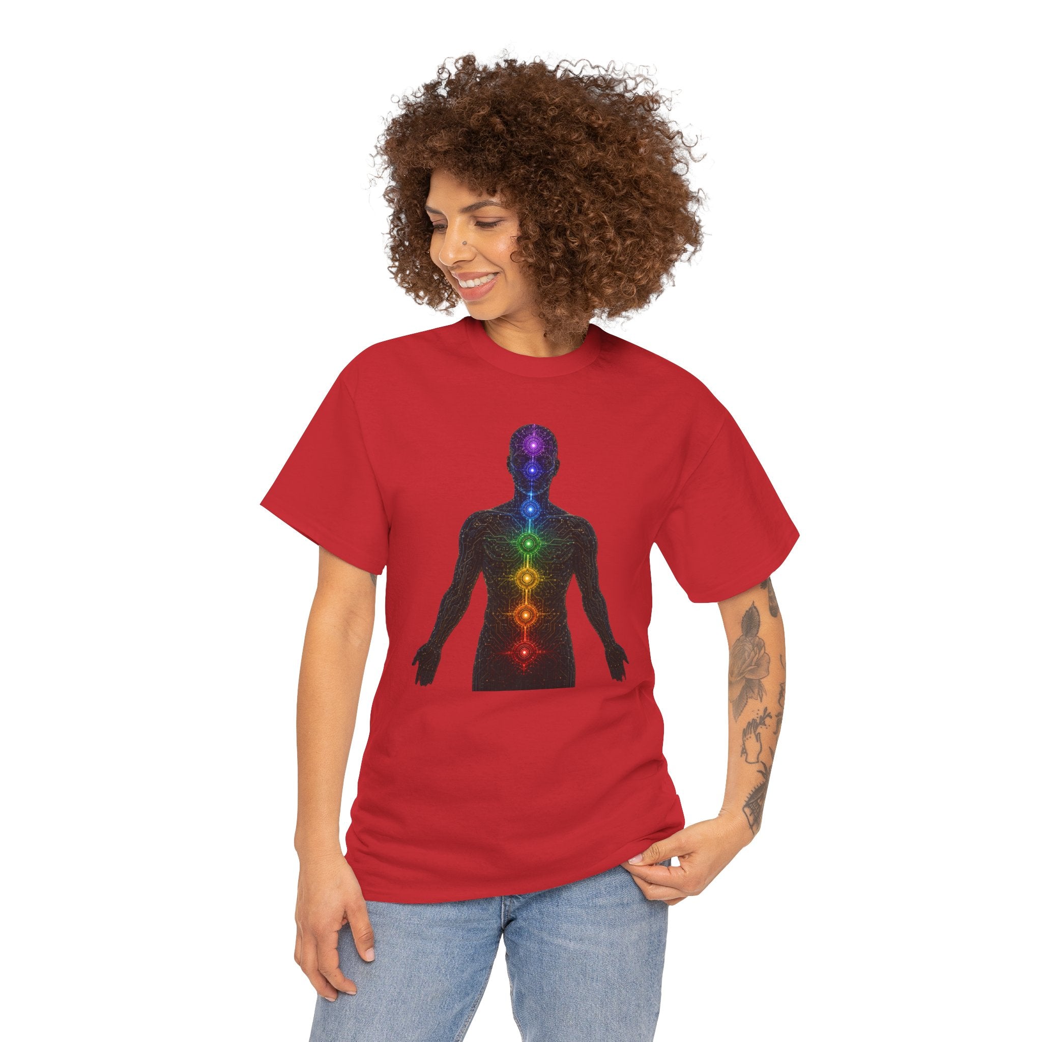 Chakra Circuit T-Shirt | Technology Meets Spirituality Graphic Tee | Seven Chakras Energy Body Shirt | Sacred Geometry Yoga Art