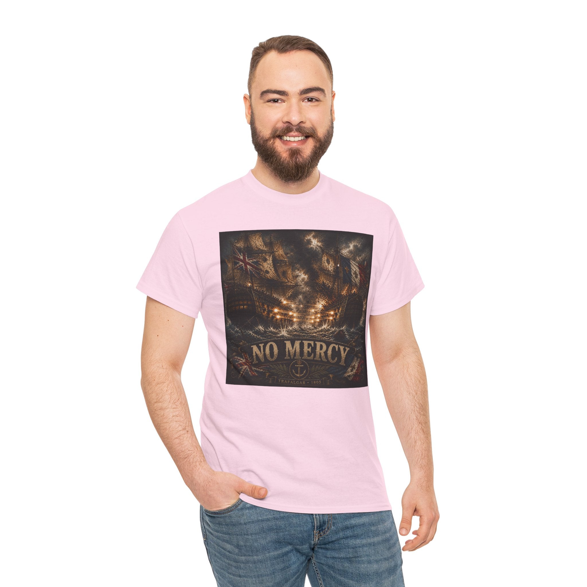 No Mercy T-Shirt – Trafalgar 1805 British vs French Warship Battle | Napoleonic Naval Graphic Tee