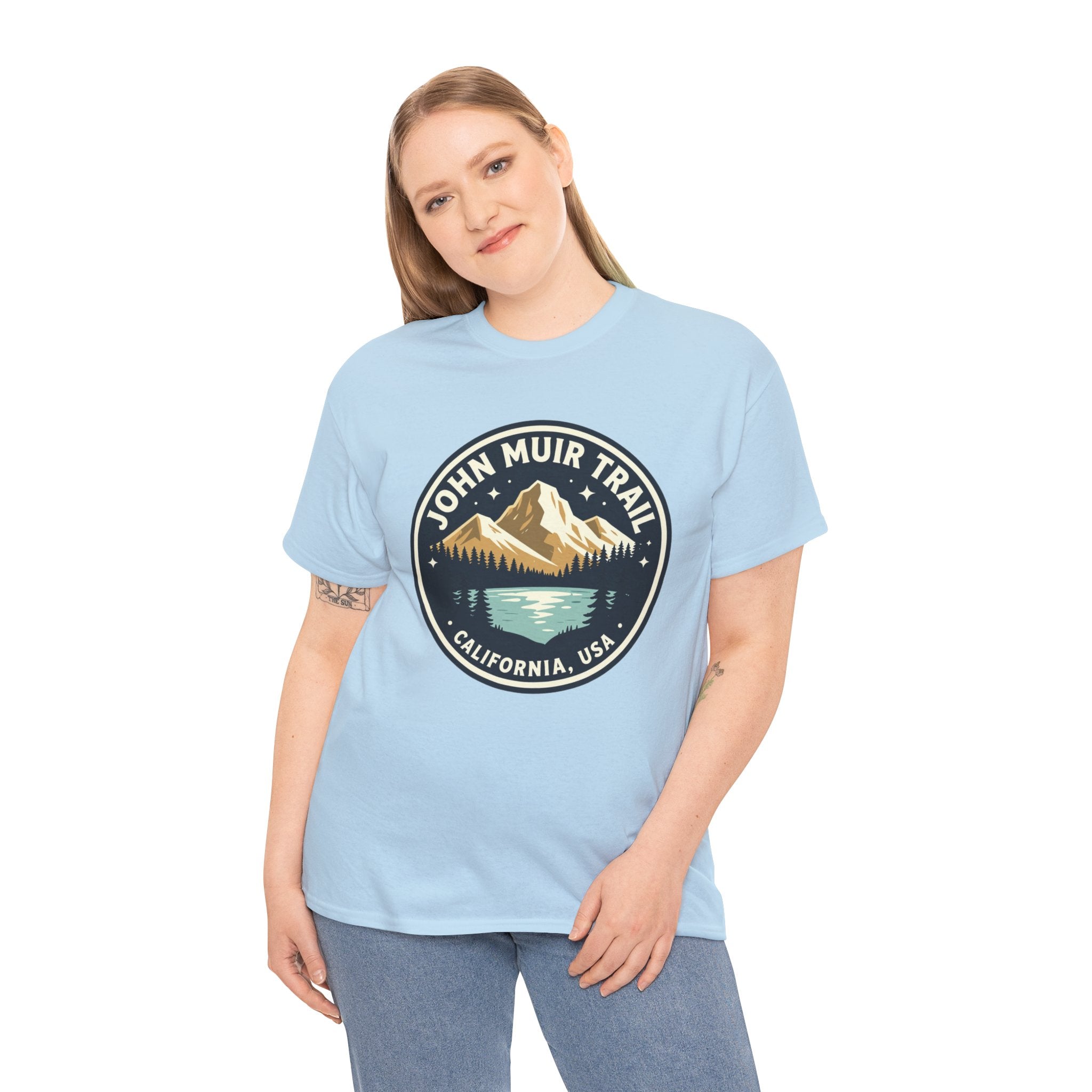John Muir Trail T-Shirt | California Hiking Tee | JMT Sierra Nevada Mountain Badge Graphic Shirt