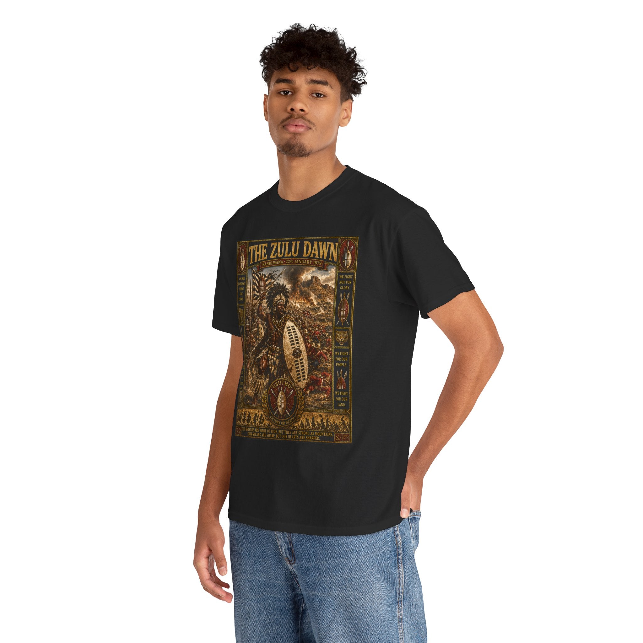 The Zulu Dawn – Zulu Warrior Isandlwana Battle African Military History Graphic T-Shirt - They came for our land. We showed them what it cost.