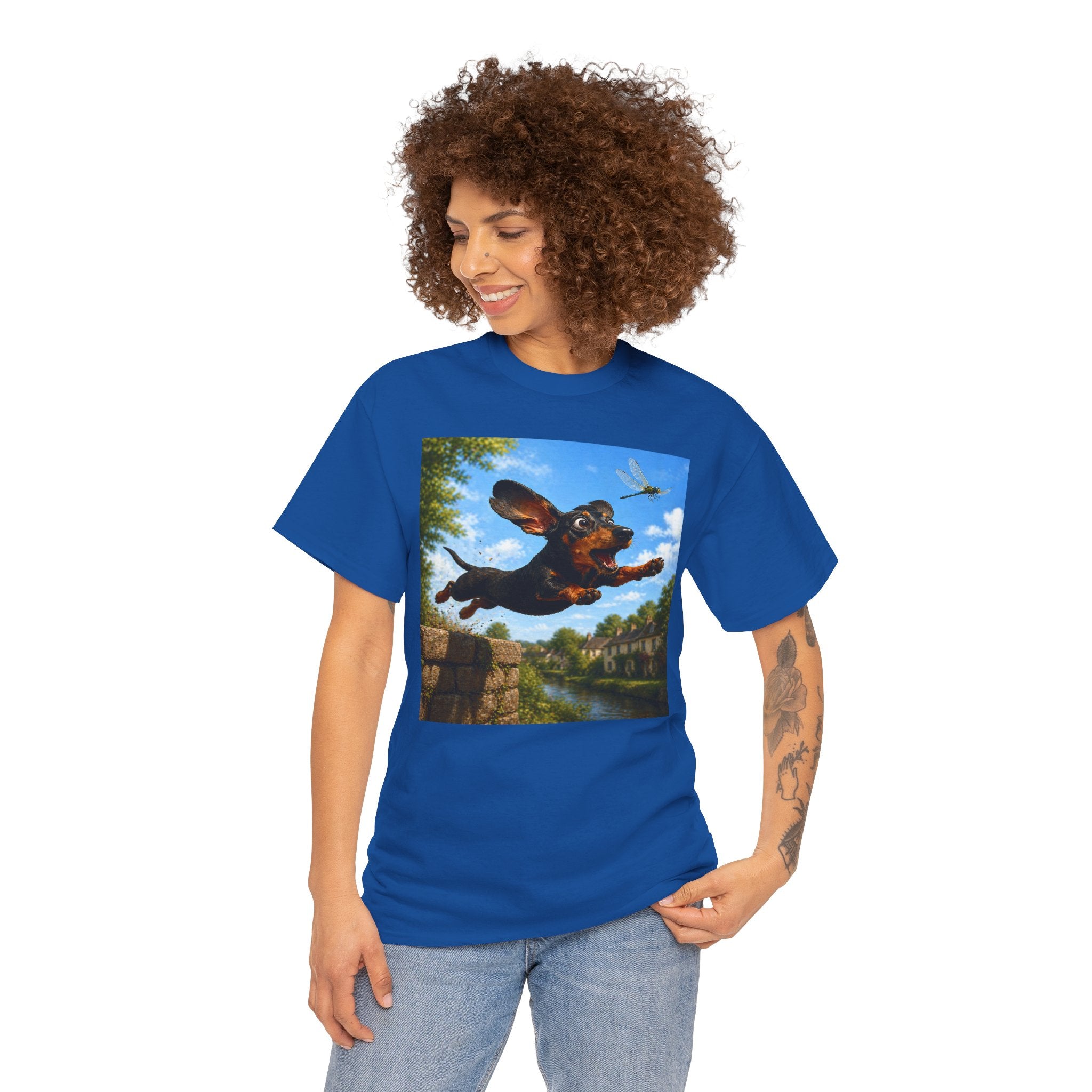 Dachshund Leap T-Shirt — Vintage Dog Art Tee