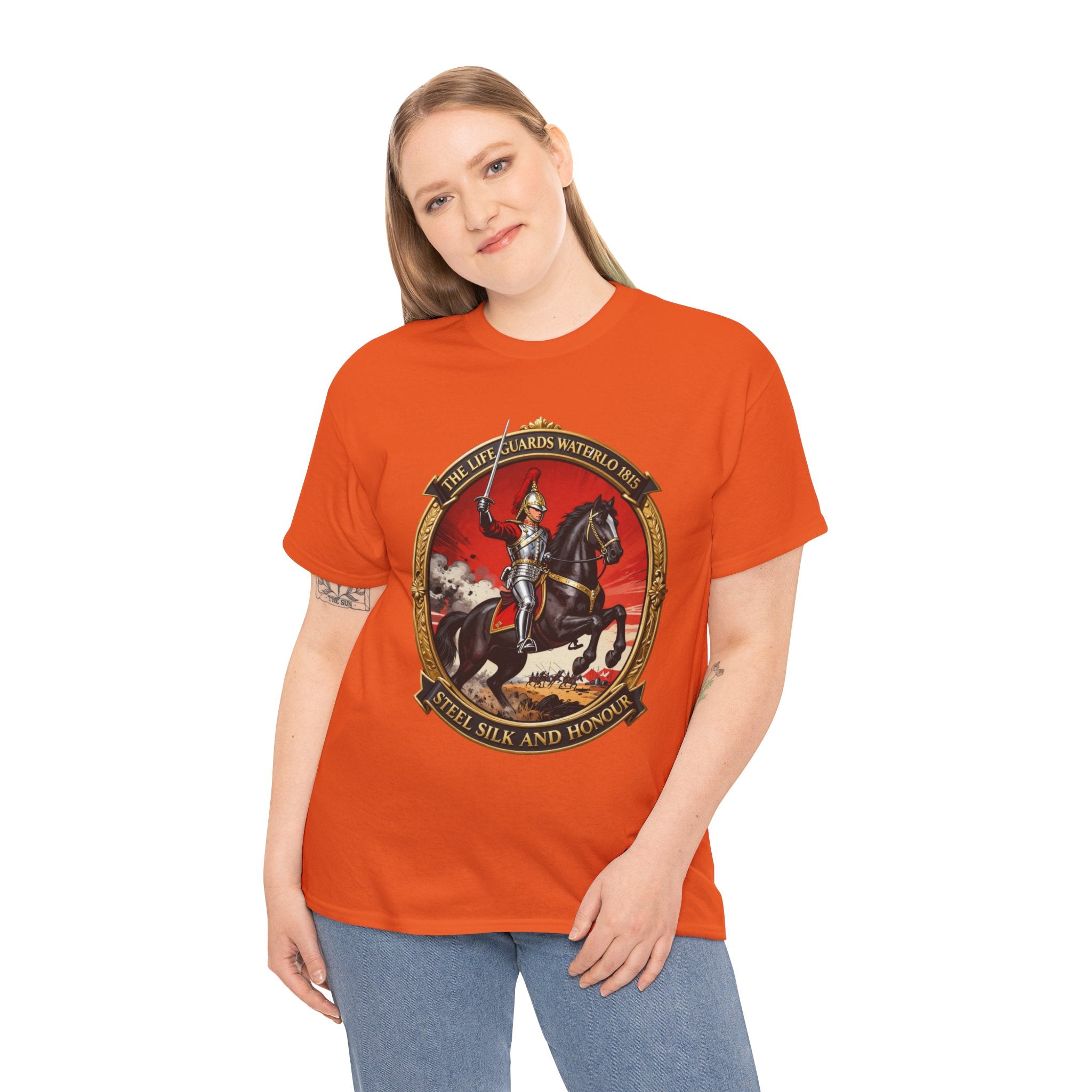 The Life Guards — Waterloo 1815 T-Shirt | Steel Silk and Honour | Household Cavalry Heritage Badge Tee | British Heavy Cavalry Gift | Napoleonic Wars Collector
