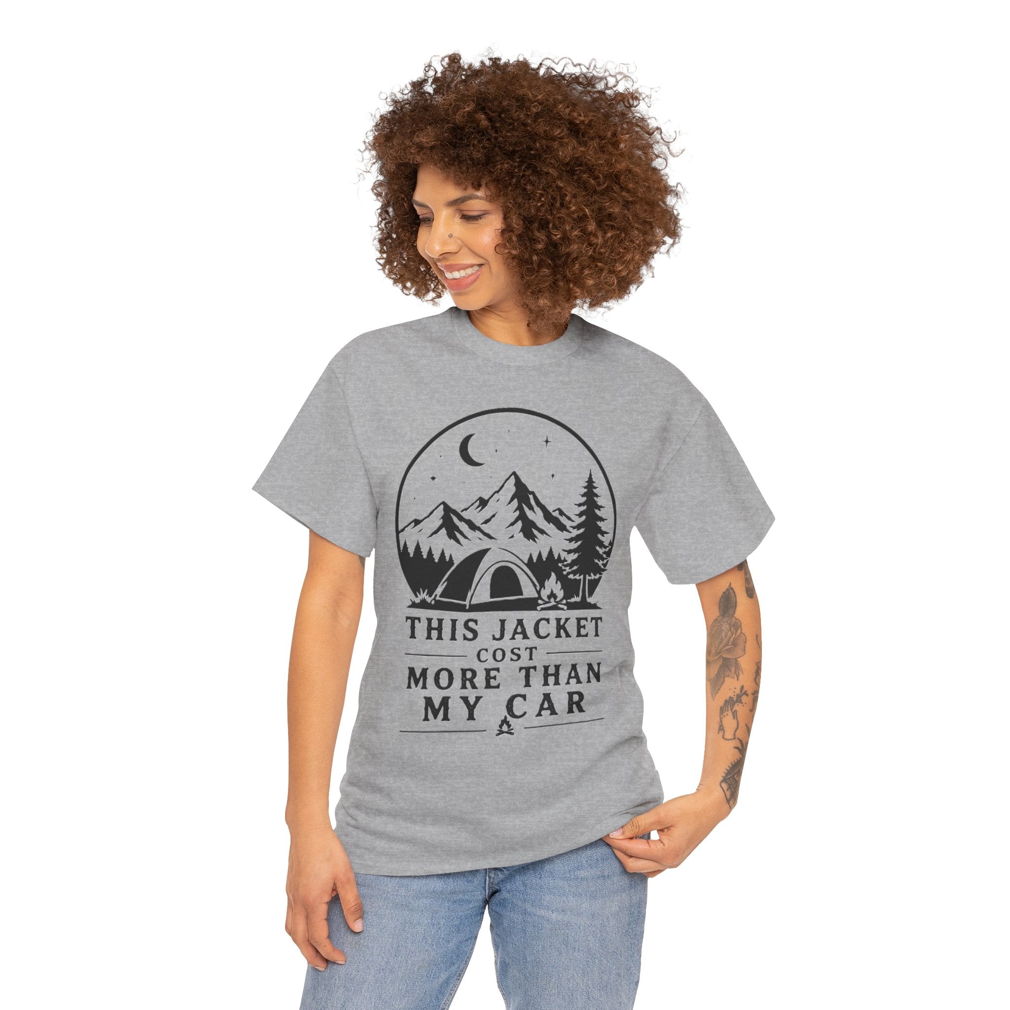 Camping T-Shirt — “This Jacket Cost More Than My Car” Outdoor Graphic Tee