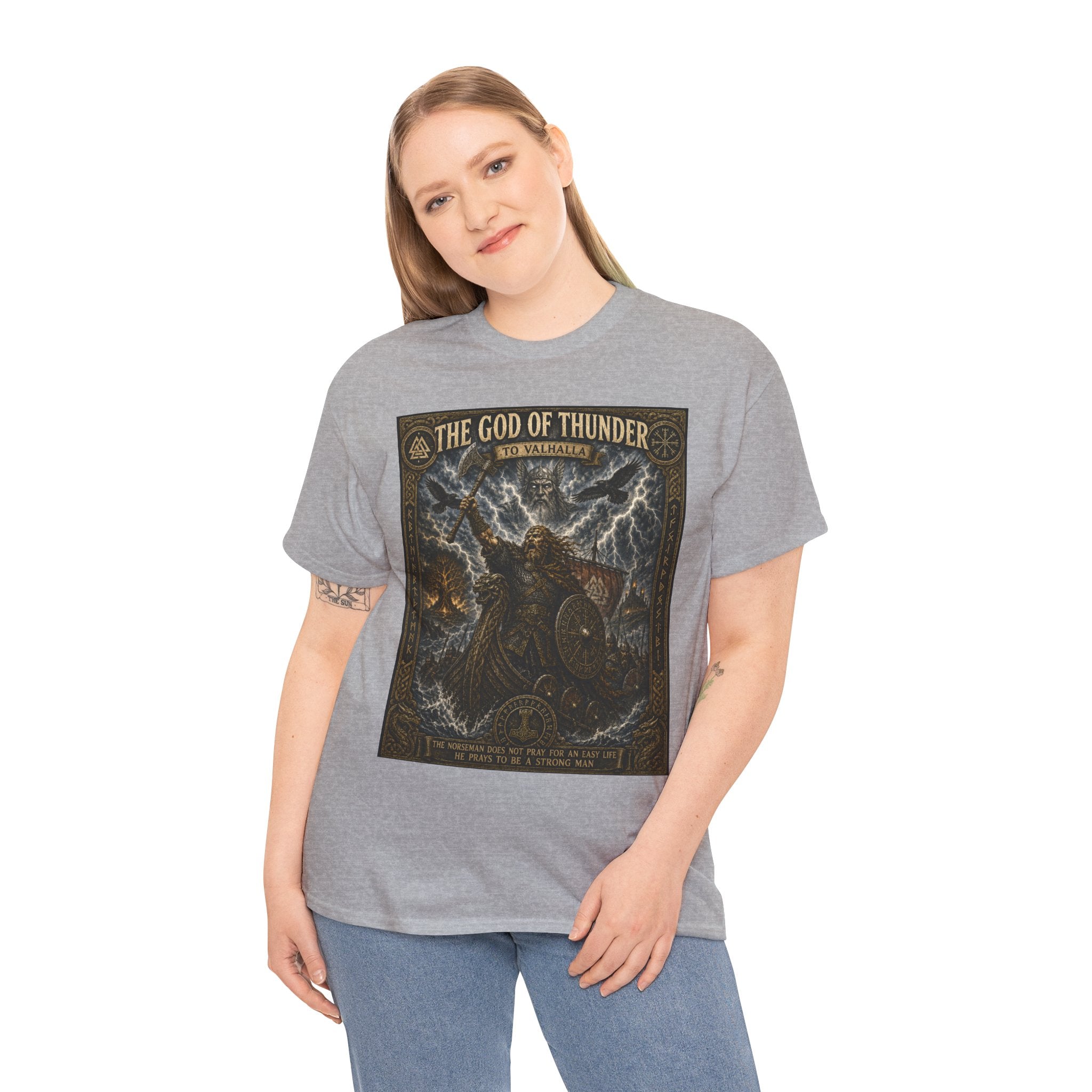 The God of Thunder – Viking Warrior Norse Mythology Odin Valhalla Graphic T-Shirt