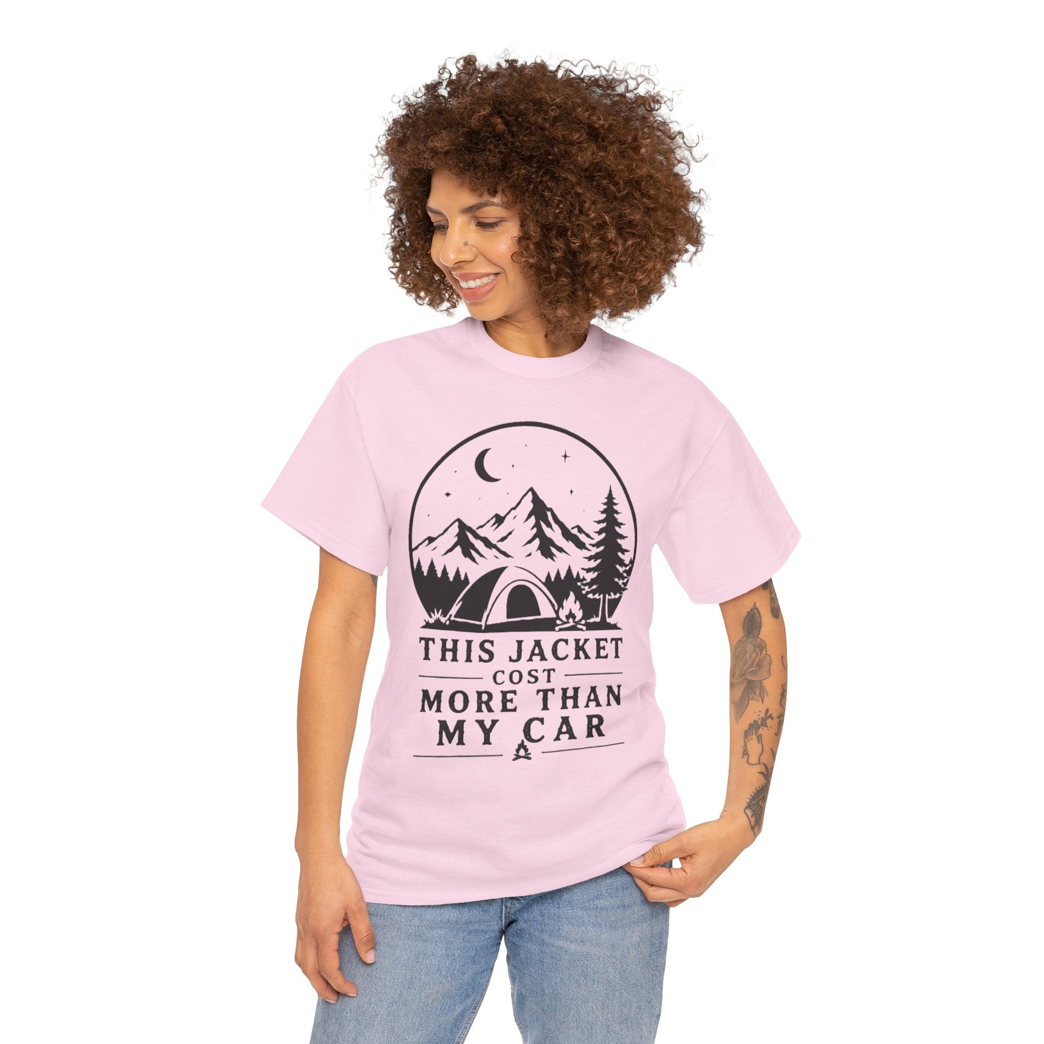Camping T-Shirt — “This Jacket Cost More Than My Car” Outdoor Graphic Tee