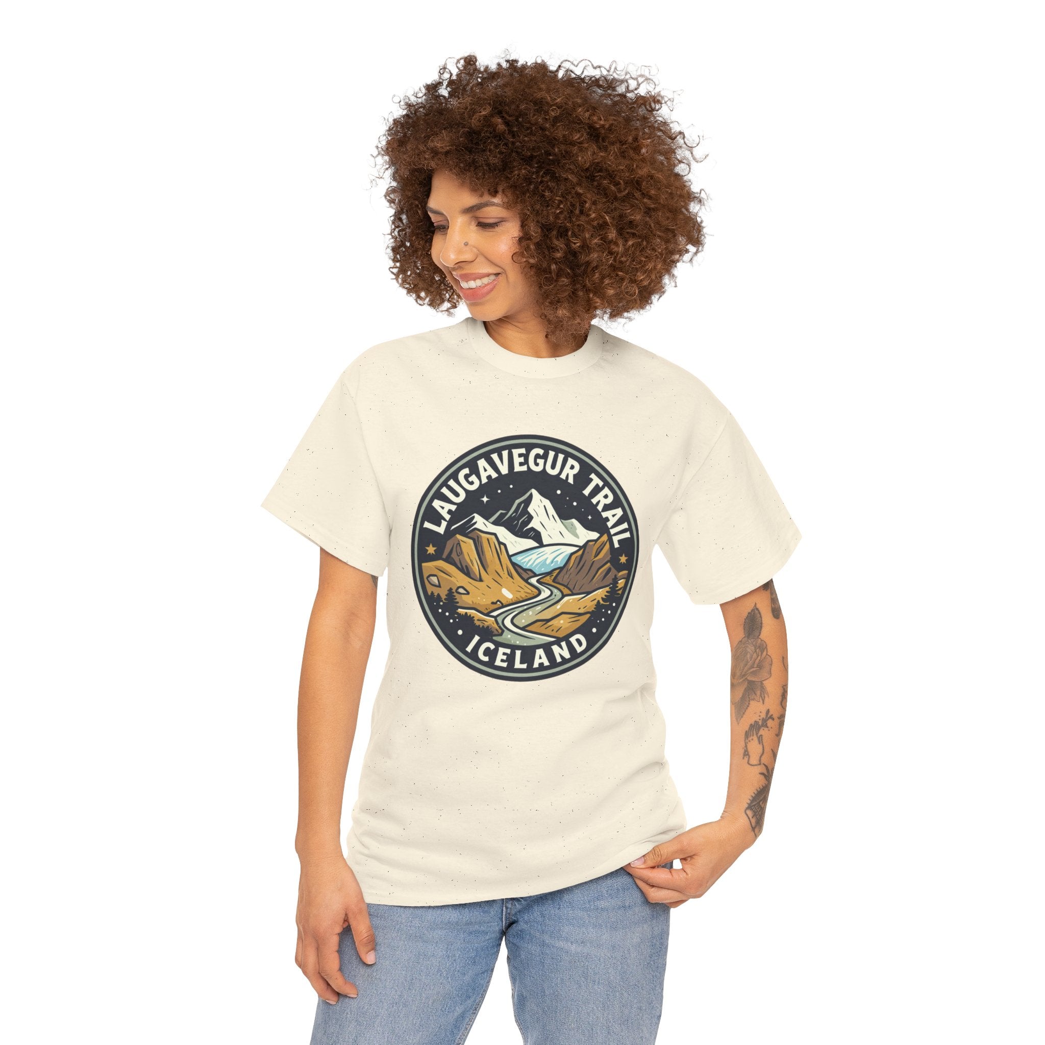 Laugavegur Trail Iceland T-Shirt — Vintage Hiking Badge Tee