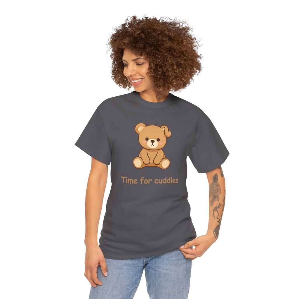 Cute Teddy Bear - BUSHY - "Time for Cuddles" T-Shirt The Bear With One Wonky Ear & Zero Regrets