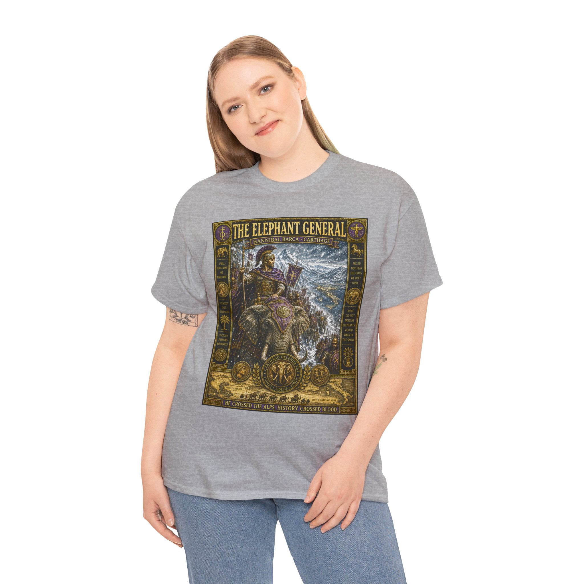 The Elephant General – Hannibal Barca Carthage Alps Crossing Ancient War Graphic T-Shirt - Rome was never the same after Cannae. Neither was warfare.