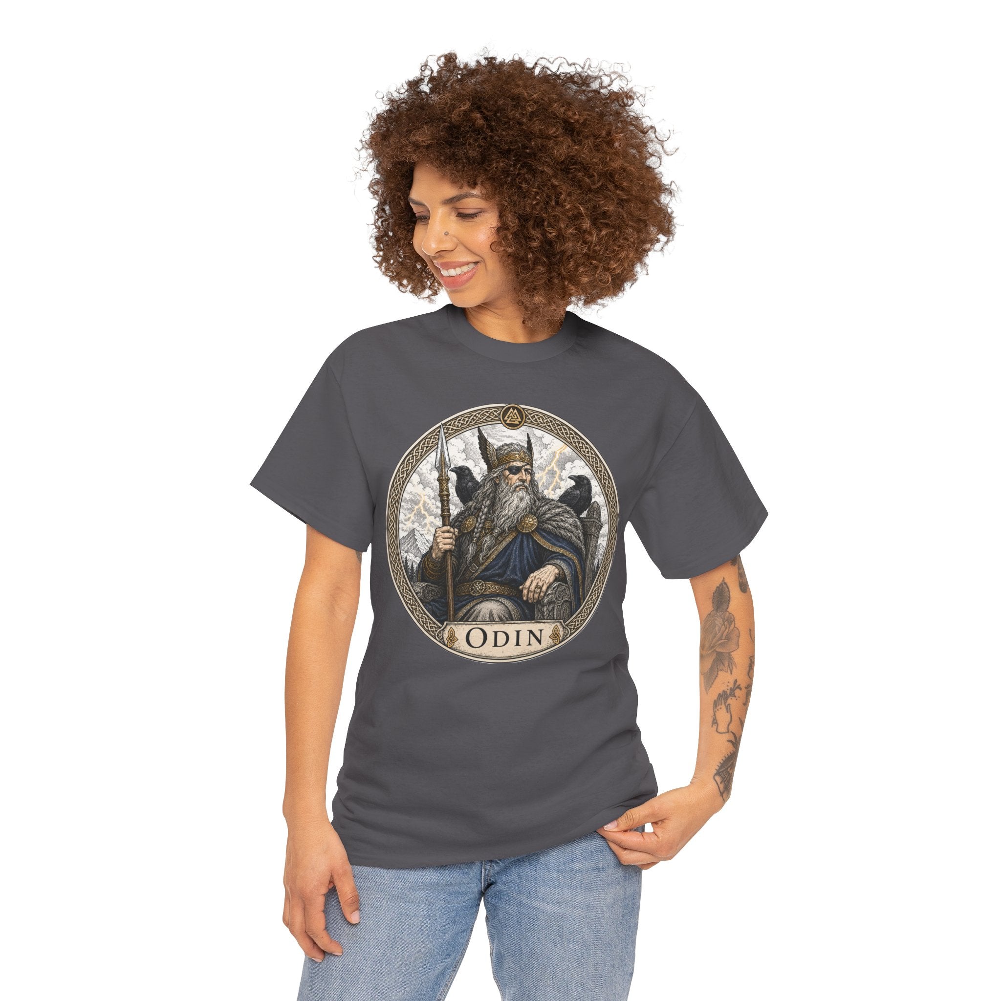 Odin Norse Mythology T-Shirt — Allfather Viking God Ravens Gungnir Valknut