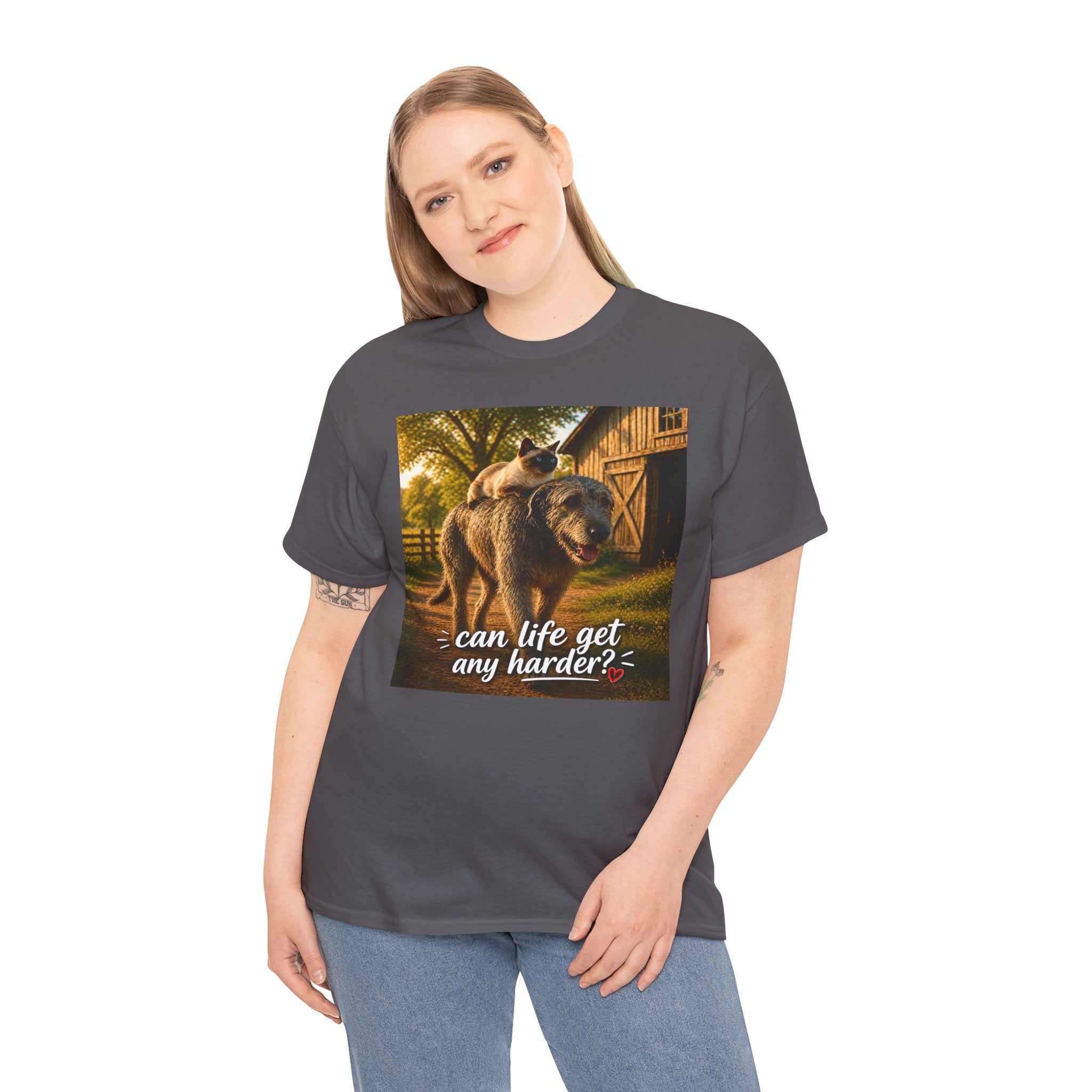 Bear Farm Graphic Tee — "Can Life Get Any Harder?" Rustic Animal Lover Shirt