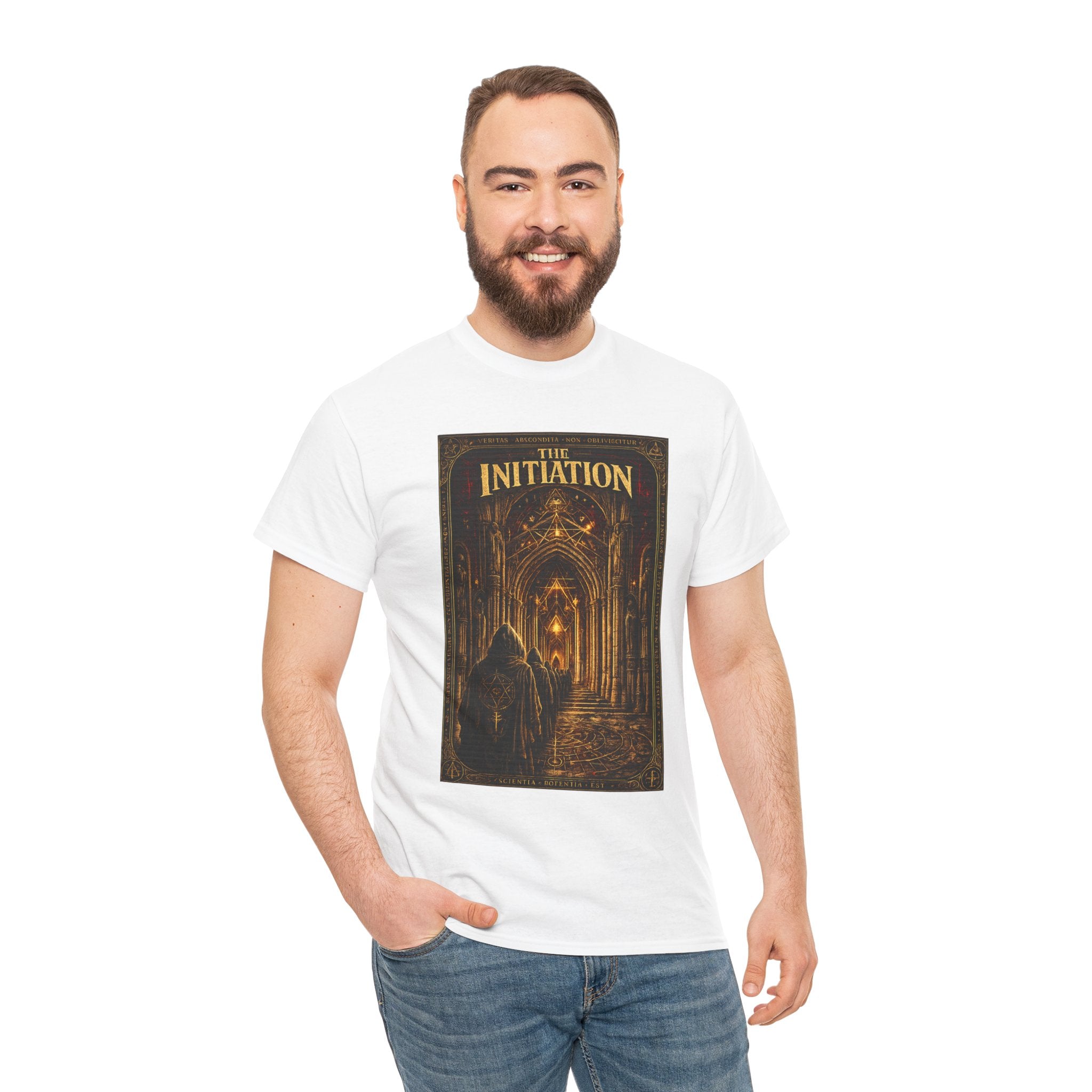 The Initiation – Secret Society Gothic Cathedral Occult Ritual Graphic T-Shirt