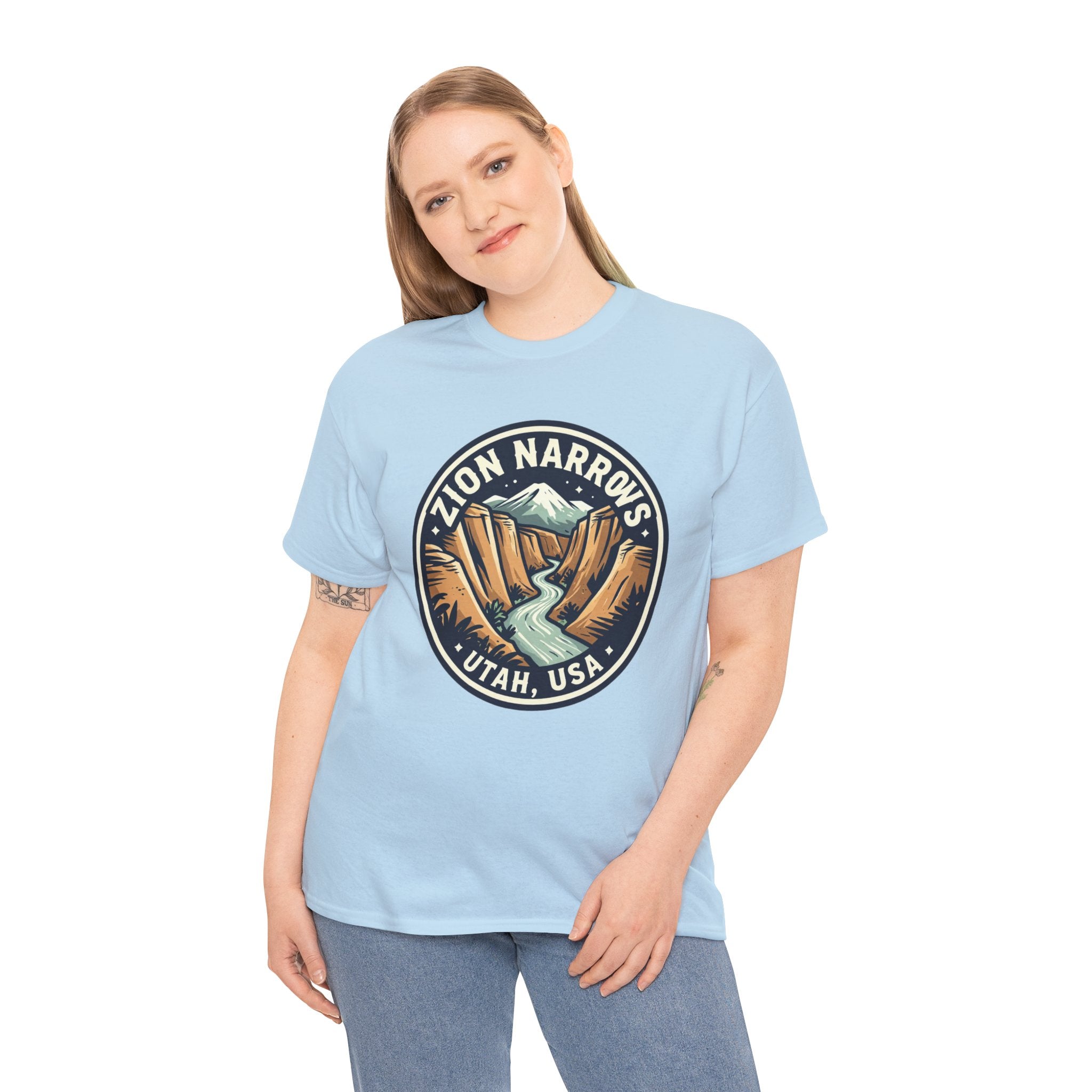 Zion Narrows Utah River Badge Tee — National Park Hiking T‑Shirt
