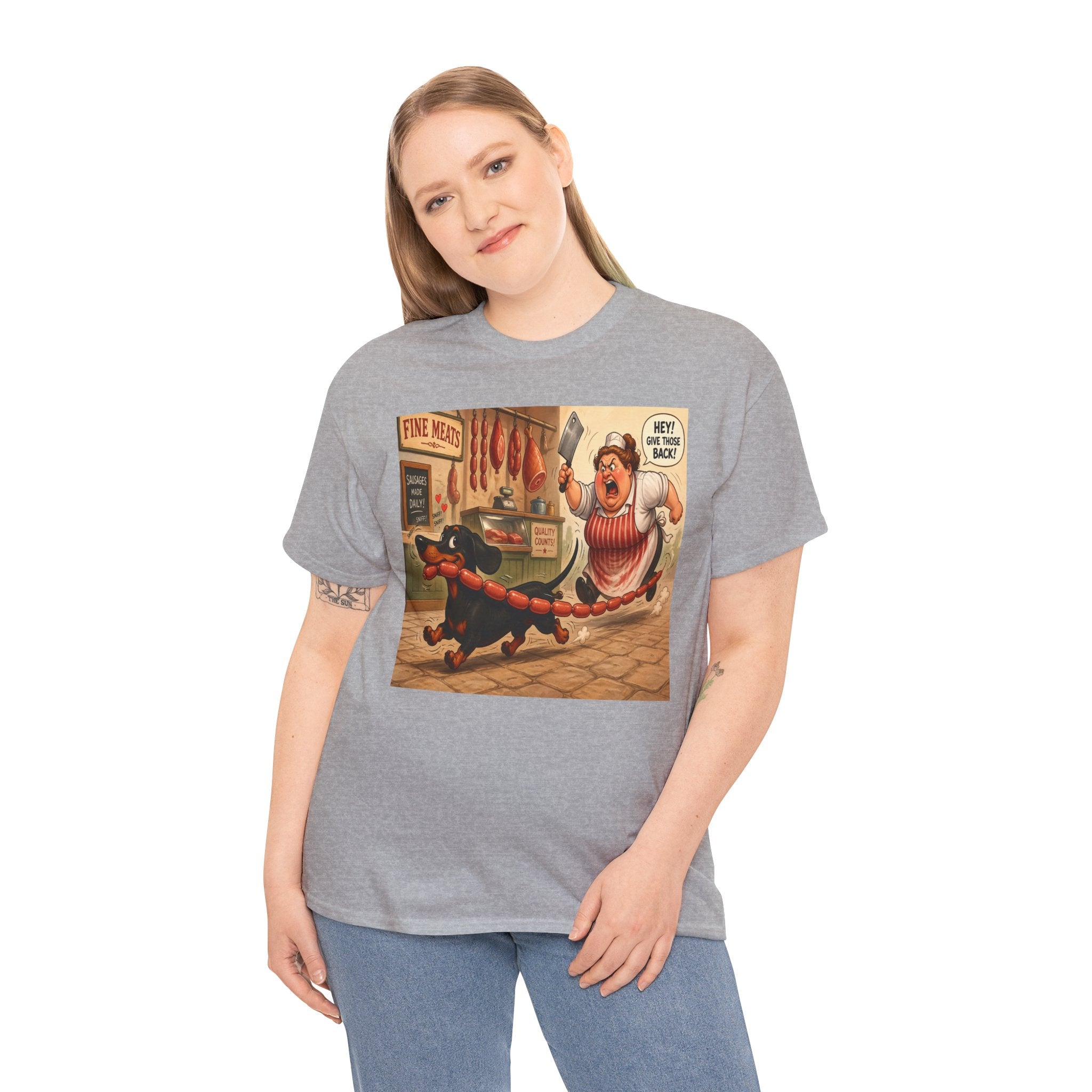Vintage Dachshund Sausage Run T-Shirt — Retro Funny Dog Illustration Tee