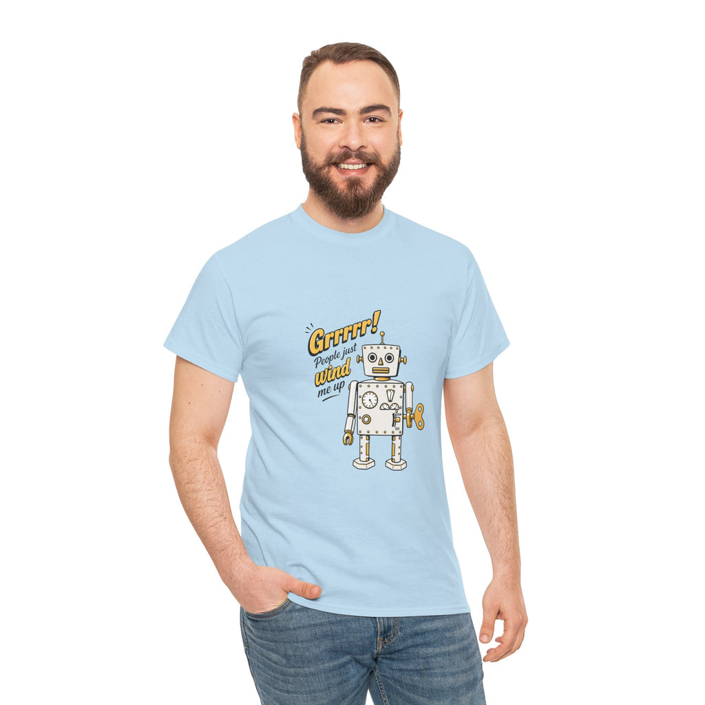 Robot Graphic Tee — "Grrr! Please Don’t Wind Me up" Vintage Wind‑Up Robot T‑Shirt