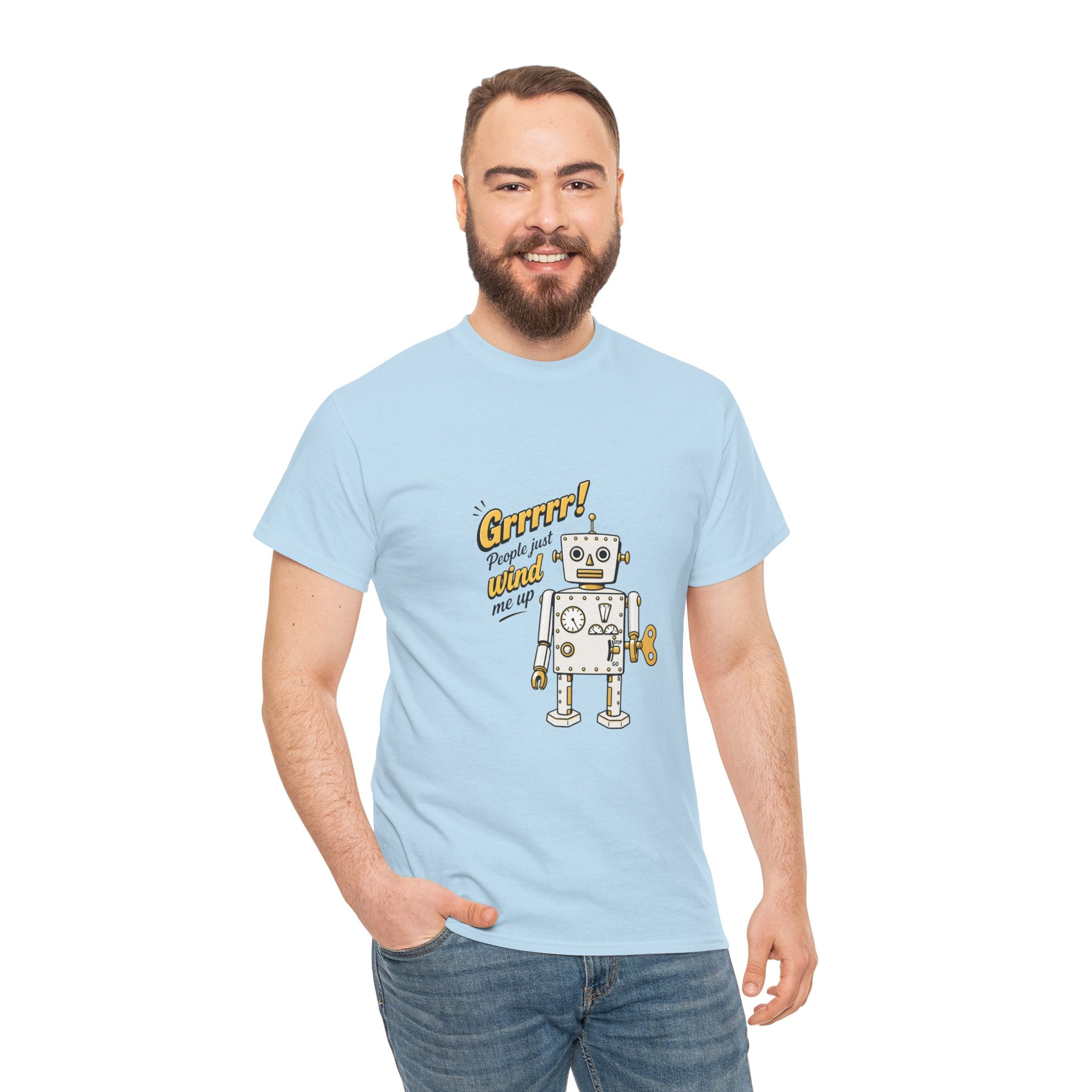 Robot Graphic Tee — "Grrr! Please Don’t Wind Me up" Vintage Wind‑Up Robot T‑Shirt