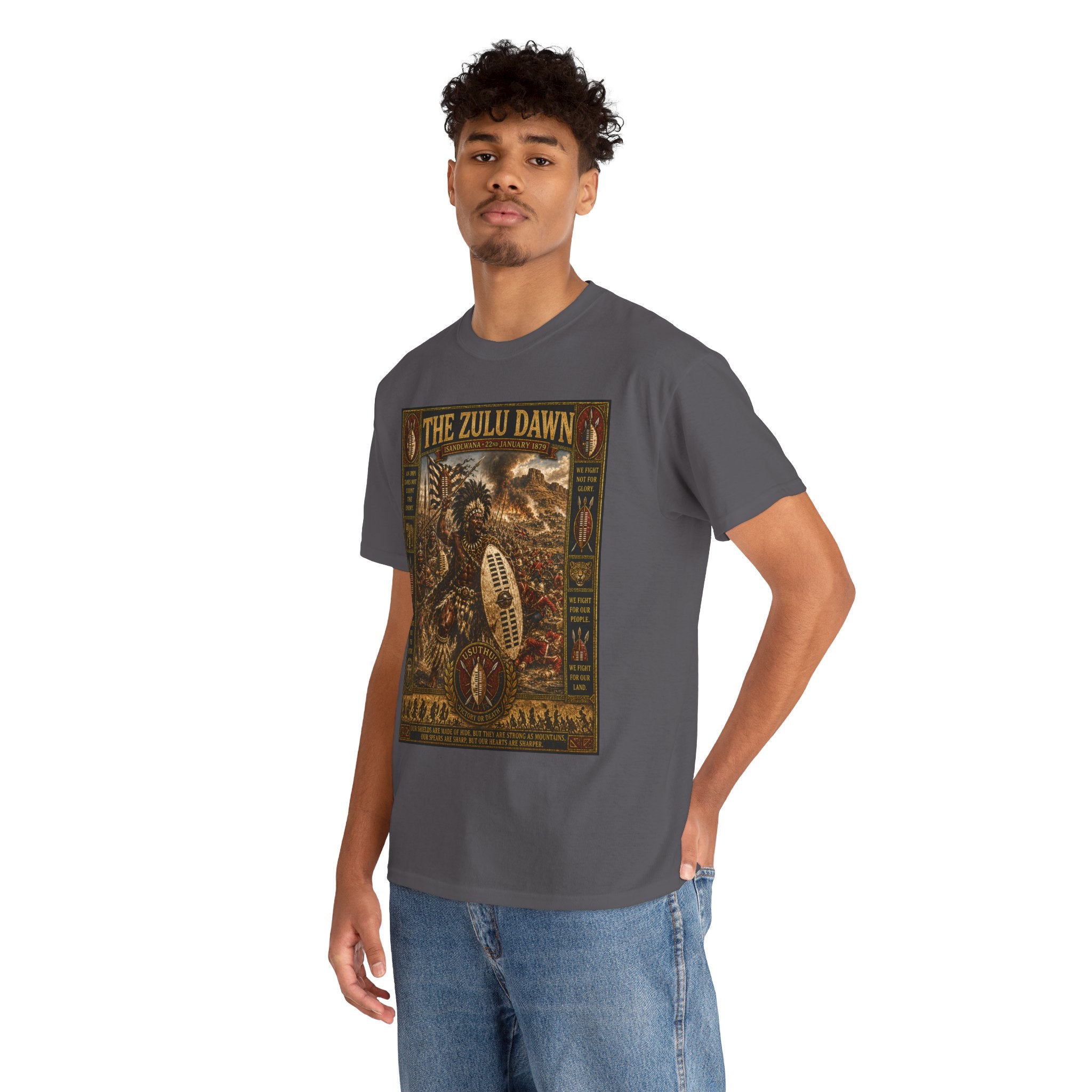 The Zulu Dawn – Zulu Warrior Isandlwana Battle African Military History Graphic T-Shirt - They came for our land. We showed them what it cost.