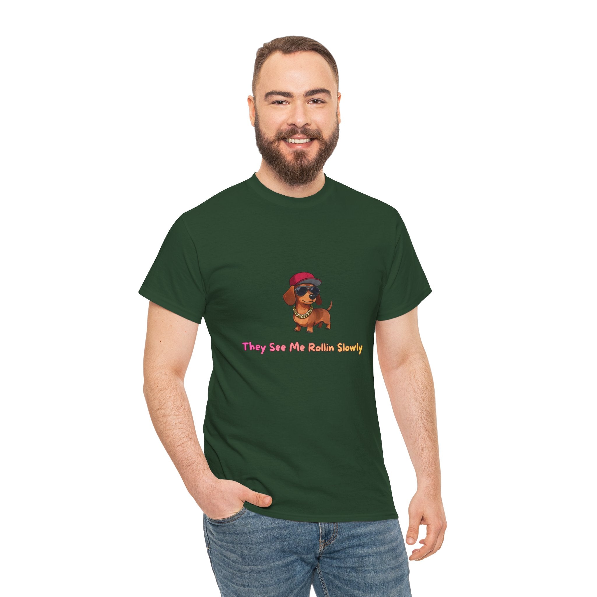 Dachshund Graphic Tee “They See Me Rollin’ Slowly” — Cute Dog T-Shirt