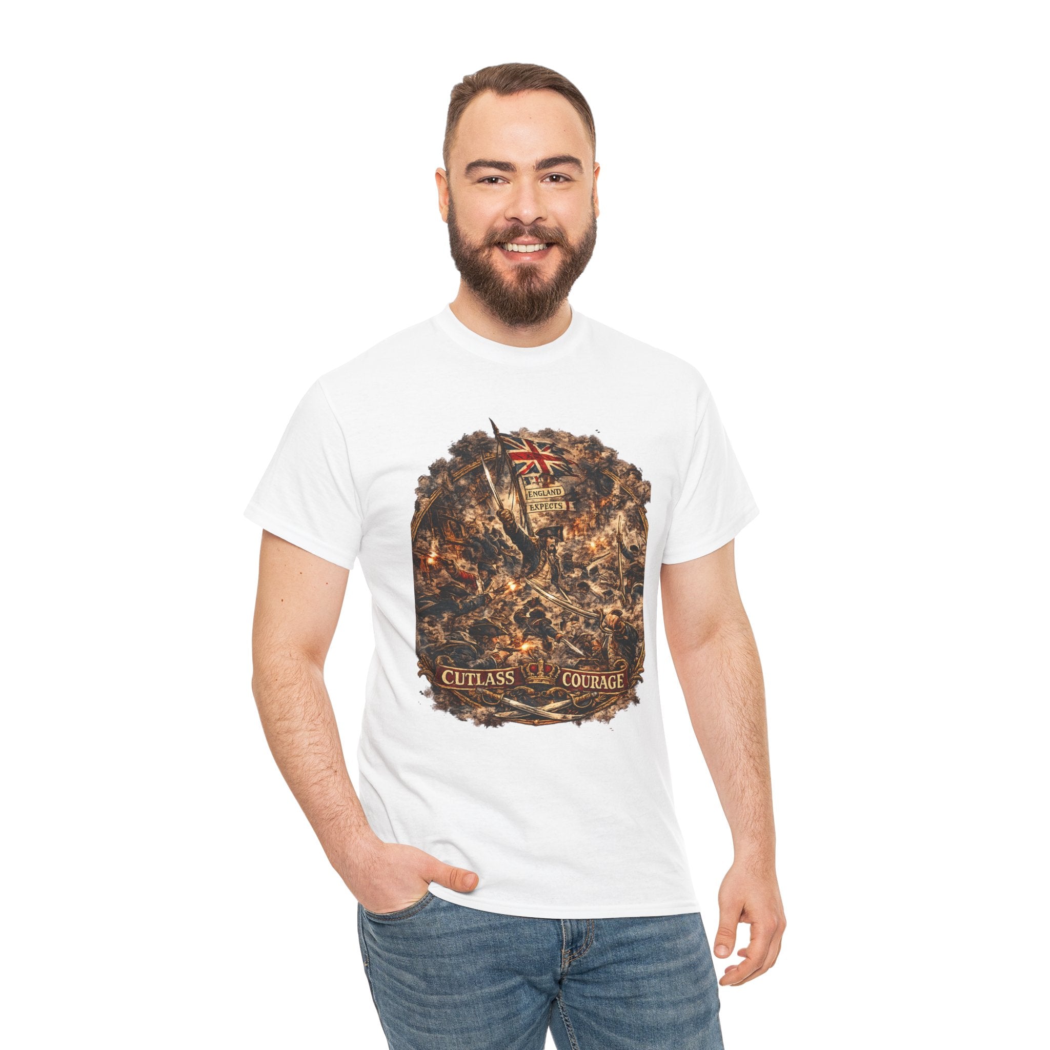 Cutlass Courage T-Shirt – British Naval Infantry England Expects | Napoleonic War Graphic Tee