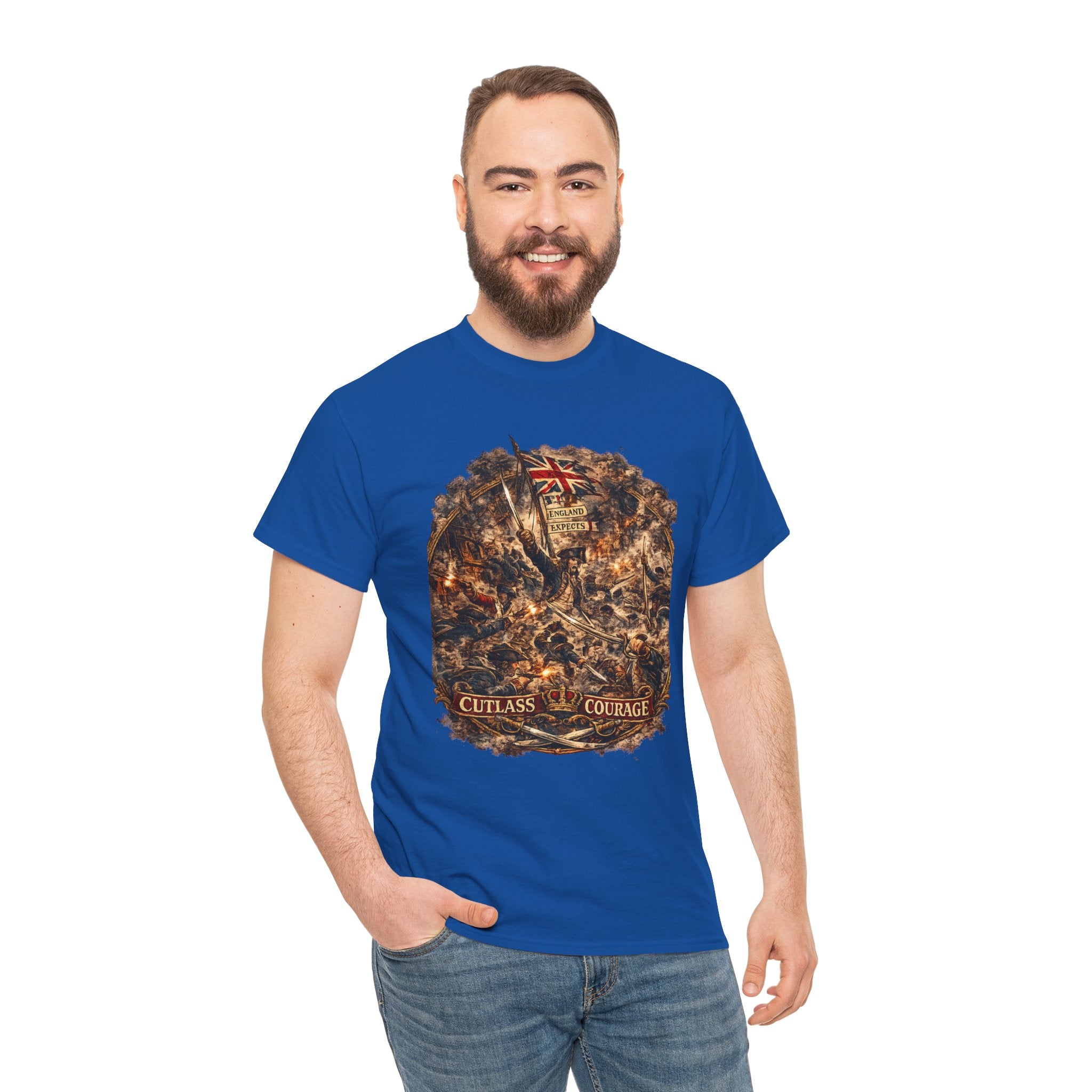Cutlass Courage T-Shirt – British Naval Infantry England Expects | Napoleonic War Graphic Tee