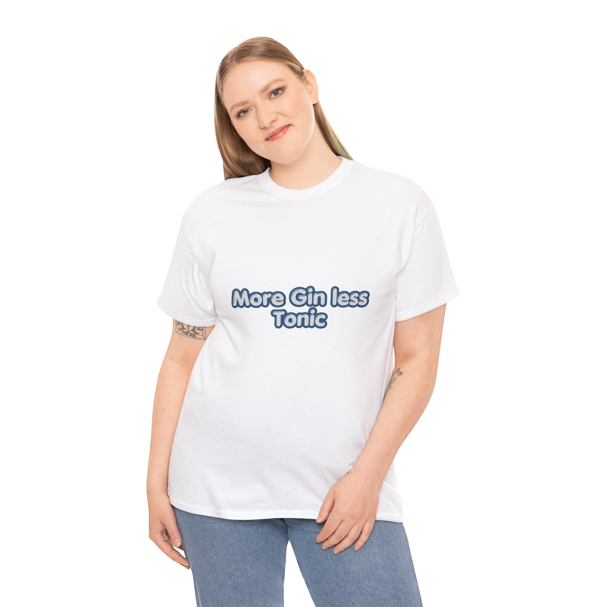 More Gin Less Tonic T-Shirt | Funny Gin Lover Tee | Humorous Drinking Graphic T-Shirt | Gift for Gin Fans