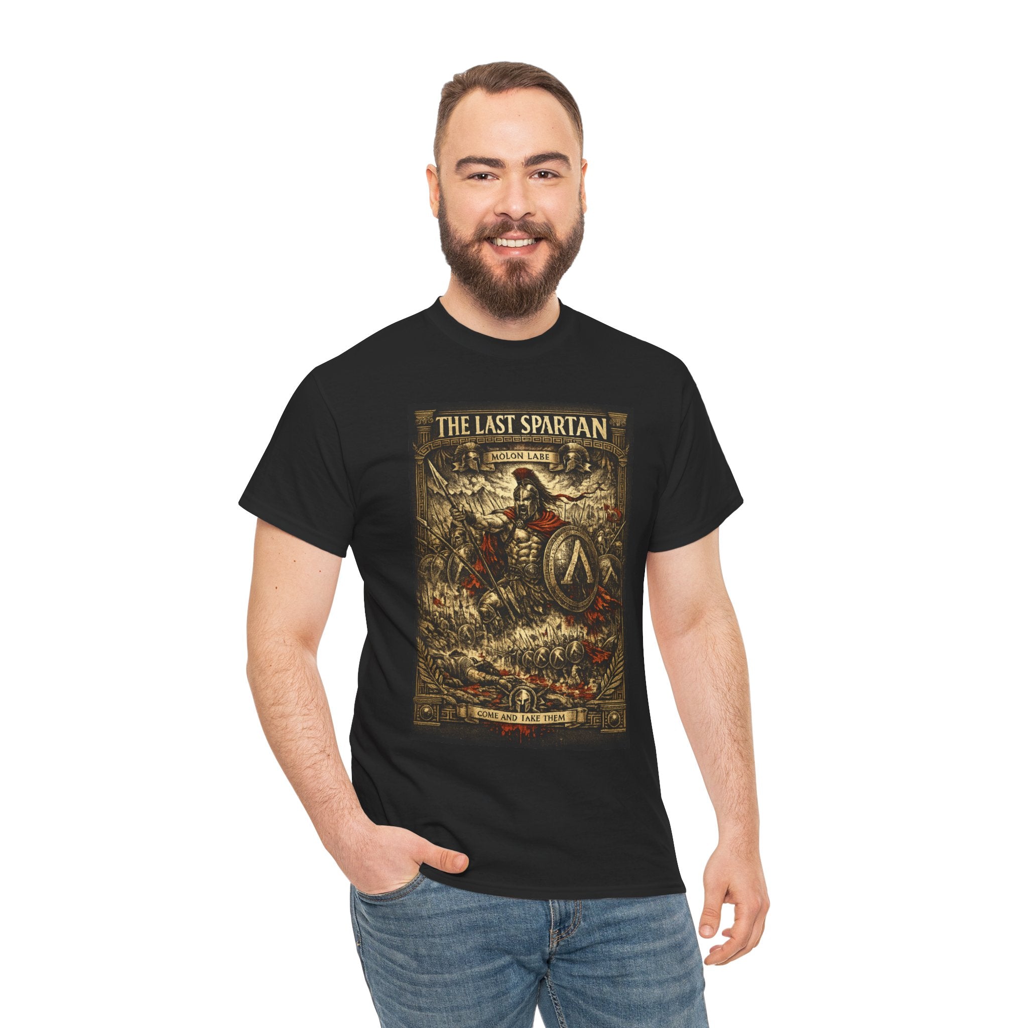 The Last Spartan – Leonidas Thermopylae Battle Warrior Vintage Engraving Graphic T-Shirt