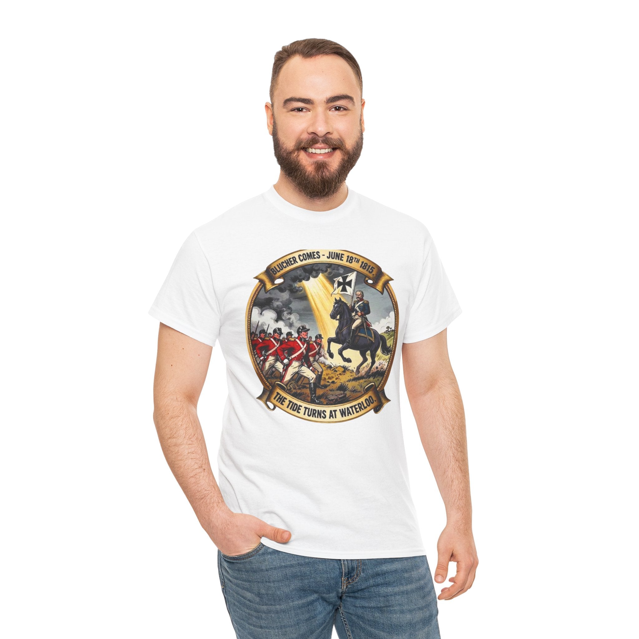 Blücher Comes — Waterloo 1815 T-Shirt | The Tide Turns at Waterloo | Prussian Army Badge Graphic Tee | Anglo-Prussian Alliance Gift | Napoleonic Wars Heritage