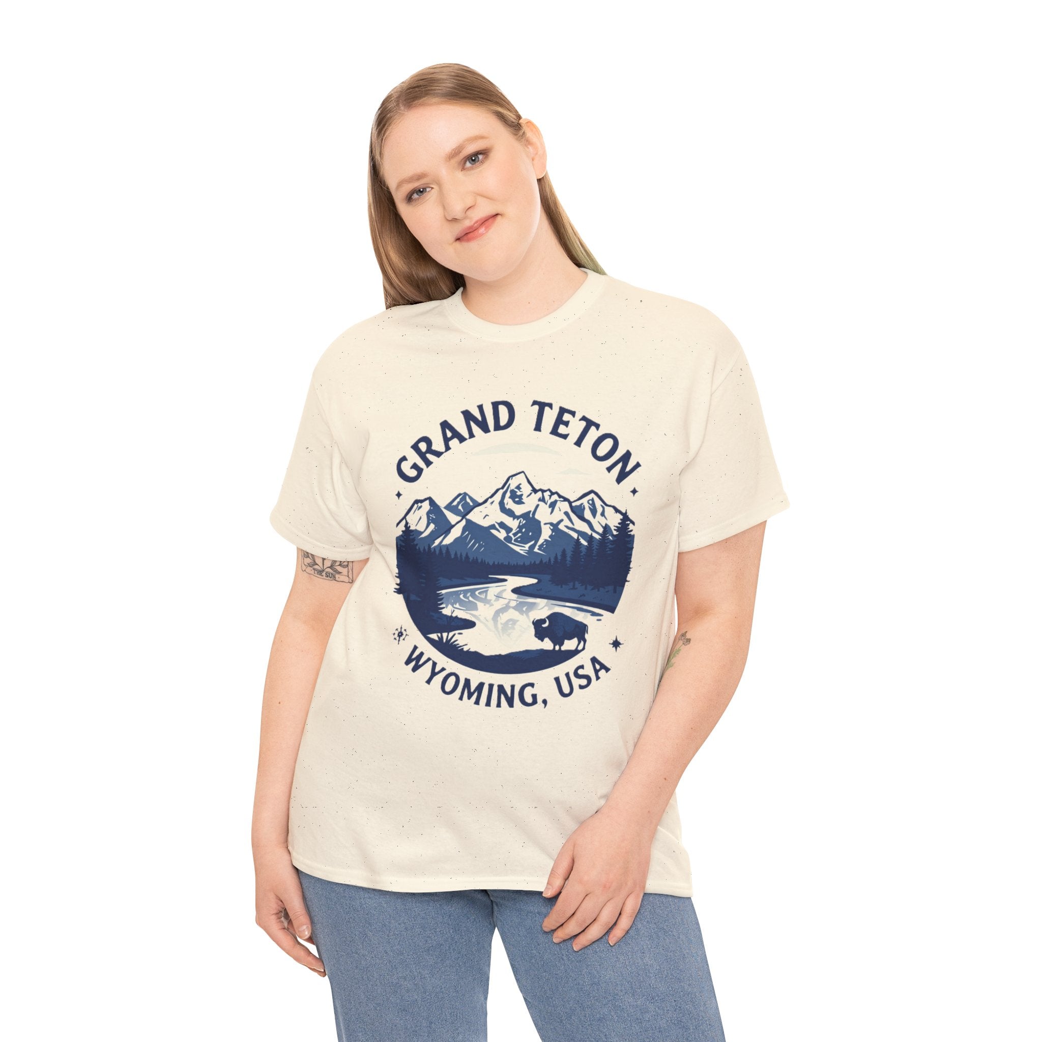 Grand Teton Wyoming Graphic Tee — Mountain Scenic River T-Shirt