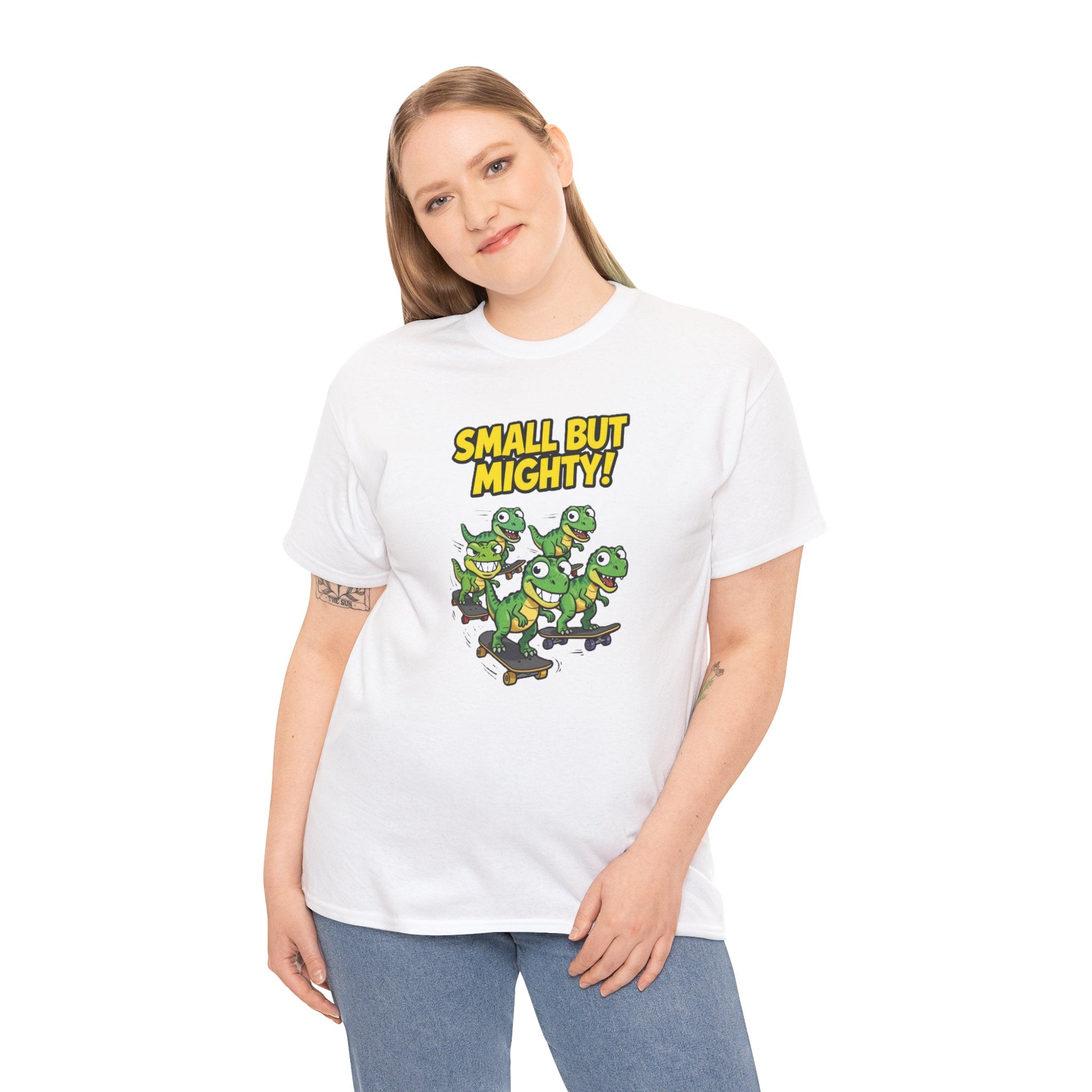 Small But Mighty T-Shirt – Funny Baby T-Rex Skate Crew Cartoon Dinosaur | Mini Dino Squad Graphic Tee