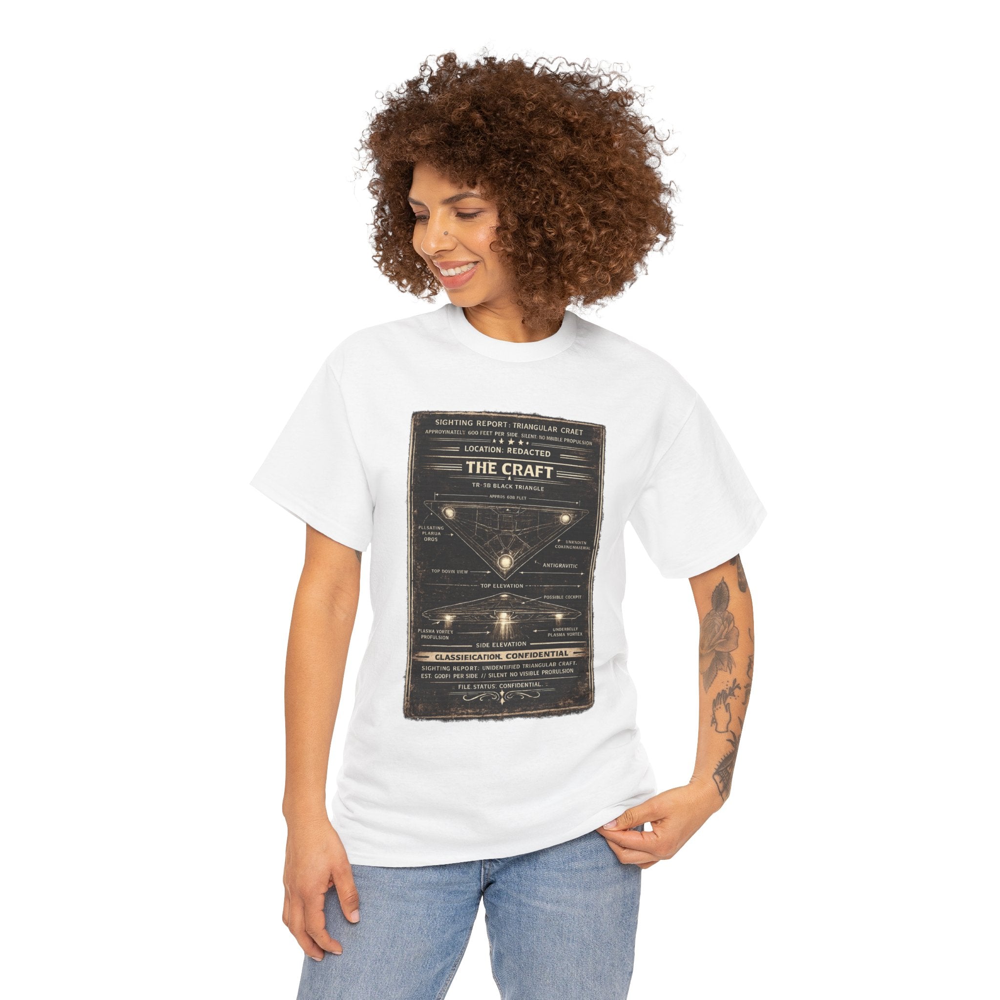 The Craft – TR-3B Black Triangle UAP Military Sighting Technical Illustration Graphic T-Shirt