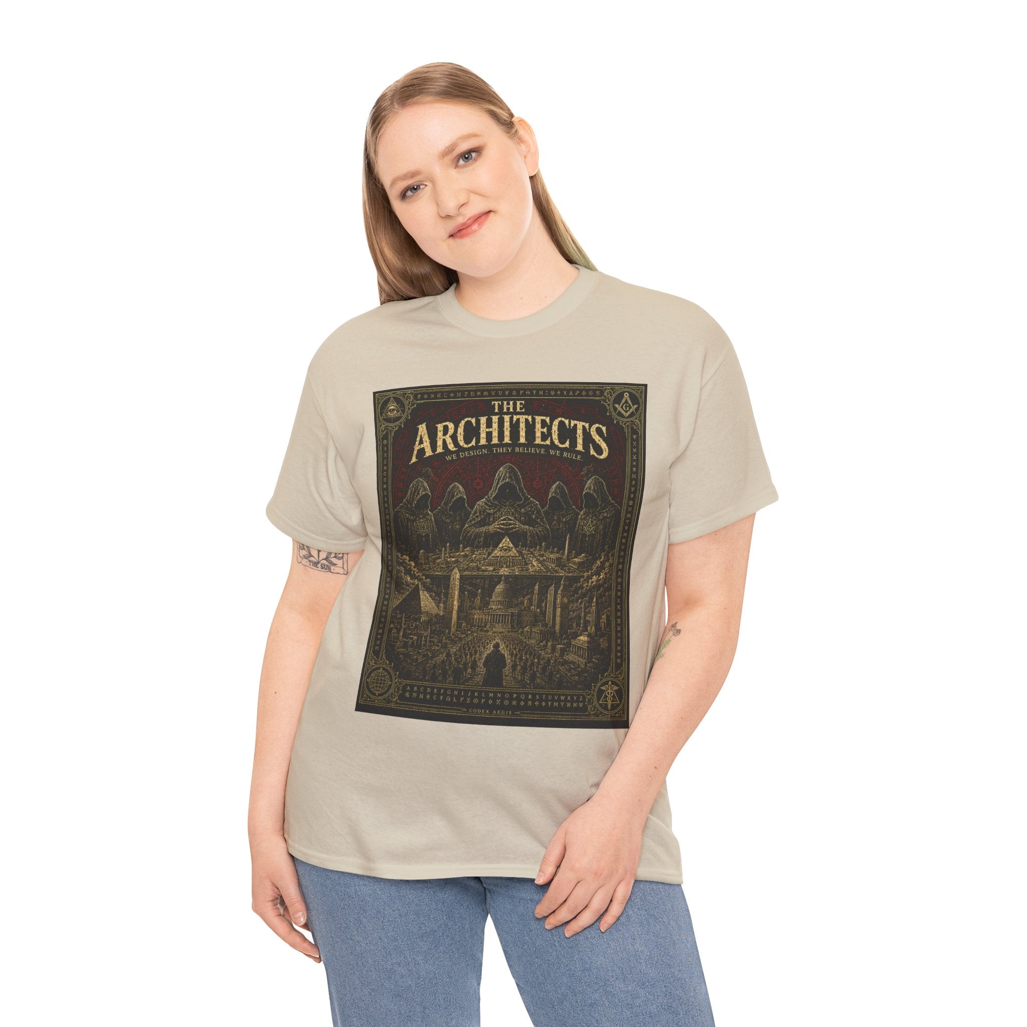 The Architects T-Shirt | Secret Society Occult Graphic Tee | Hooded Figures Conspiracy Aesthetic Shirt | Dark Academia Mystic Art