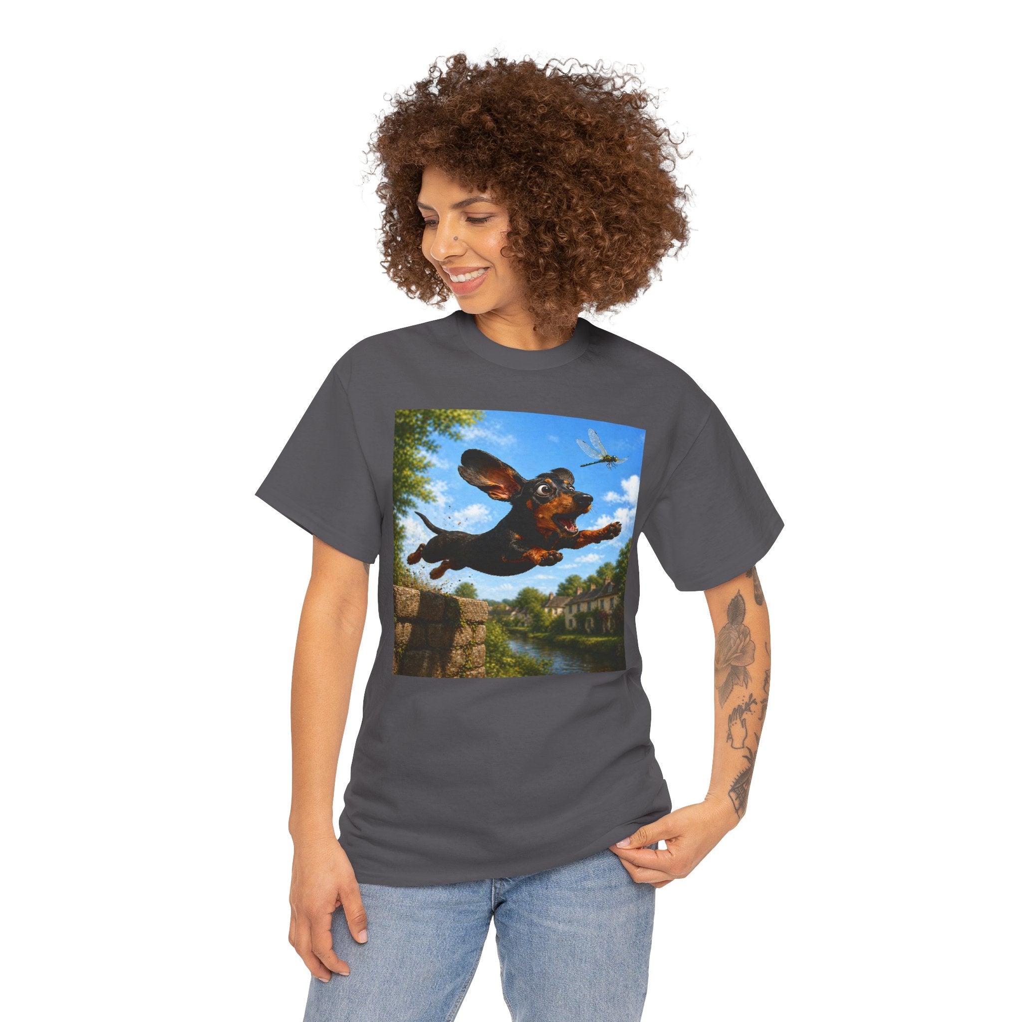 Dachshund Leap T-Shirt — Vintage Dog Art Tee