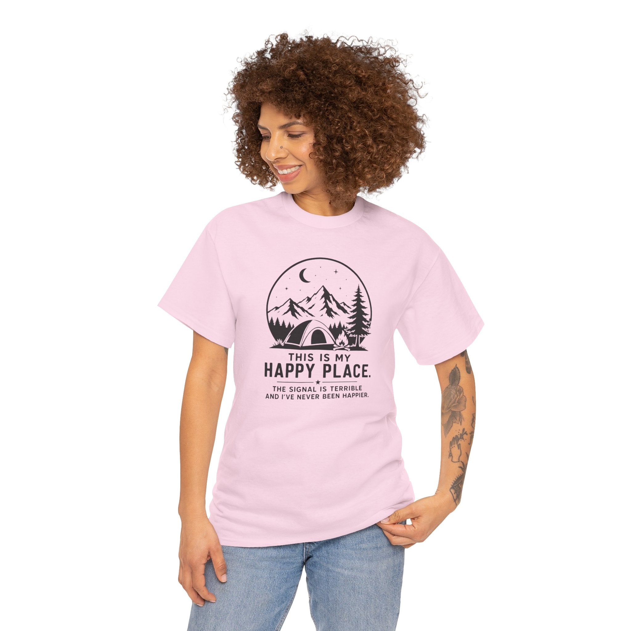 Camping T-Shirt — "This Is My Happy Place" Mountain Tent Tee