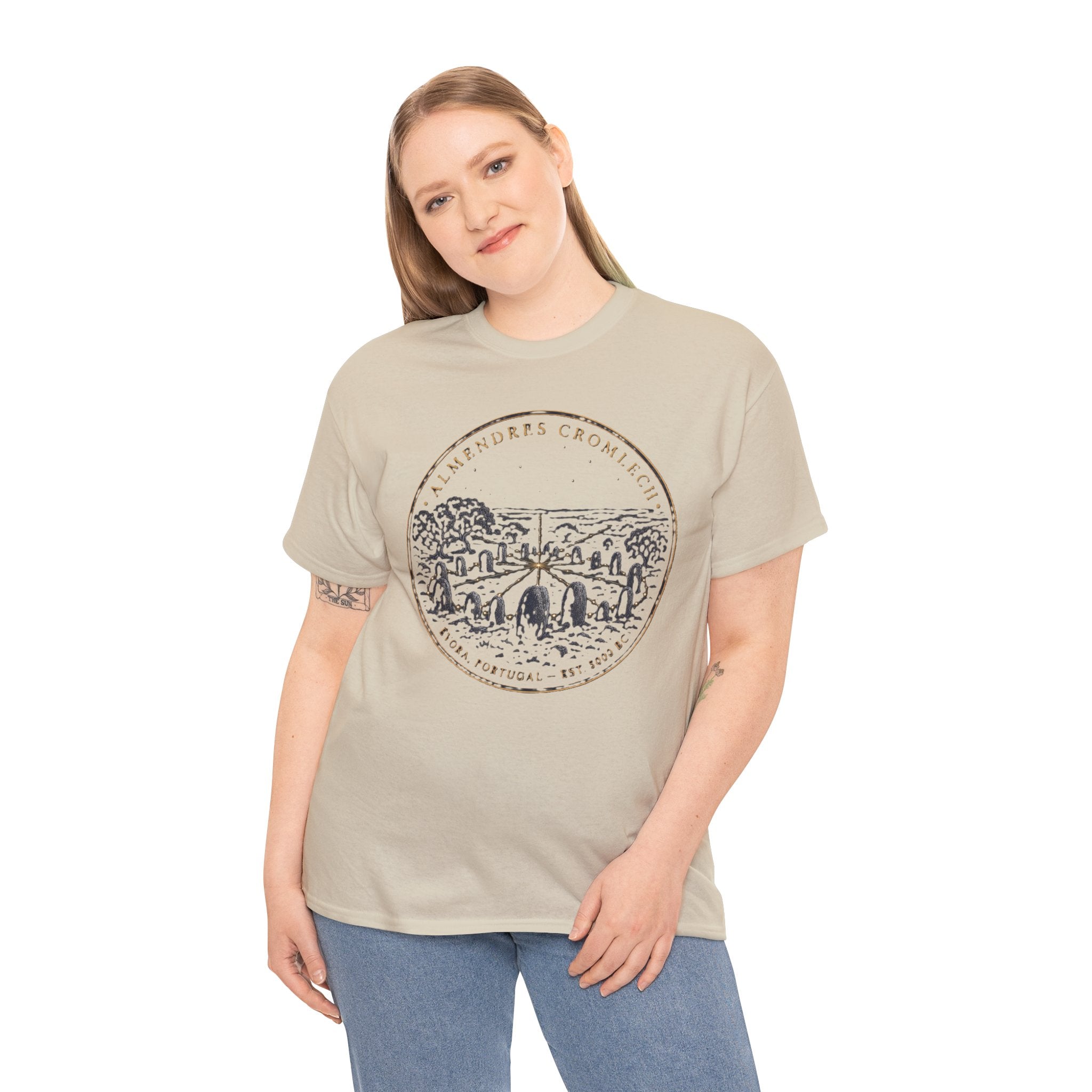 Almendres Cromlech T-Shirt | Ancient Neolithic Stone Circle Évora Portugal Design | Iberian Heritage Graphic Tee | Sacred Sites T-Shirt