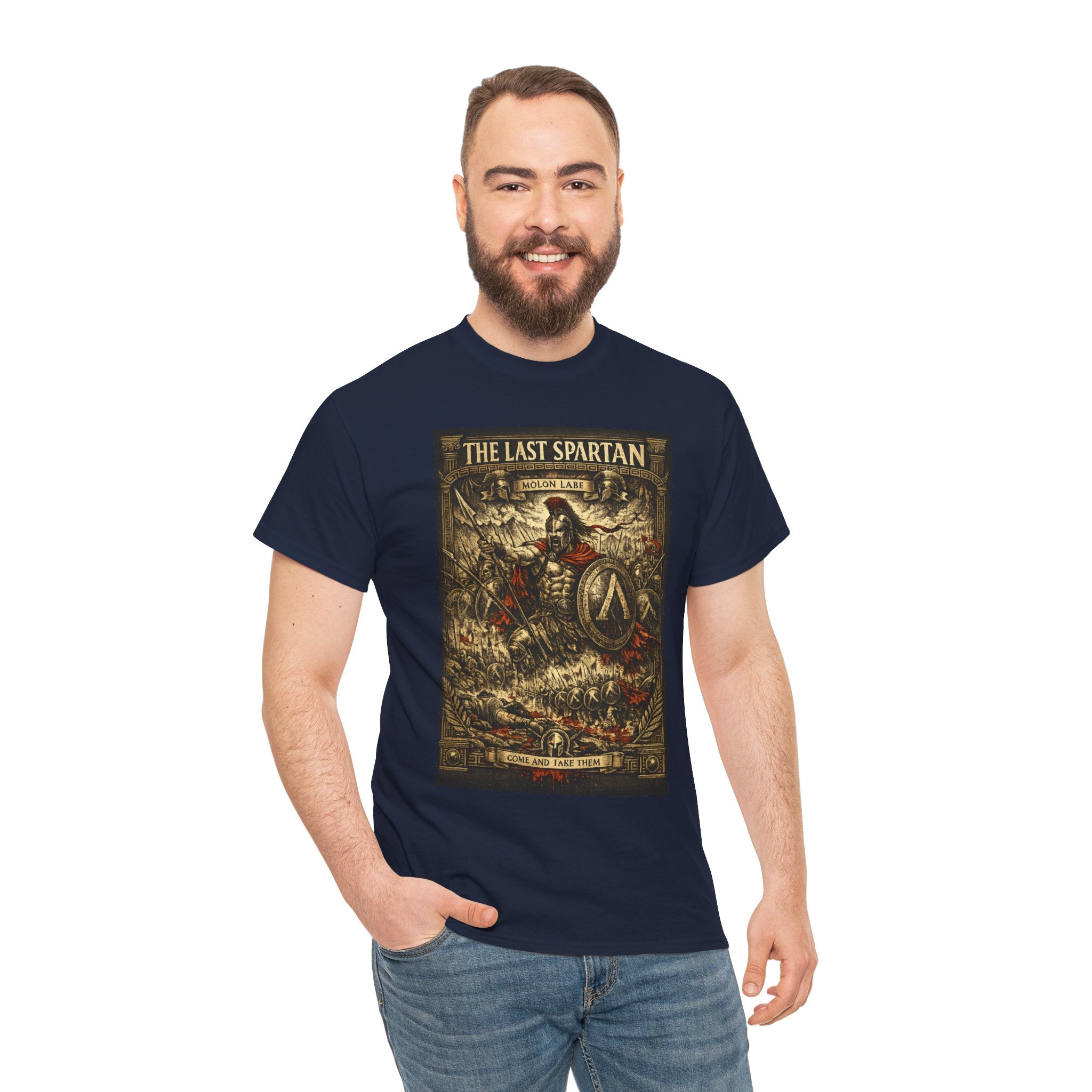 The Last Spartan – Leonidas Thermopylae Battle Warrior Vintage Engraving Graphic T-Shirt