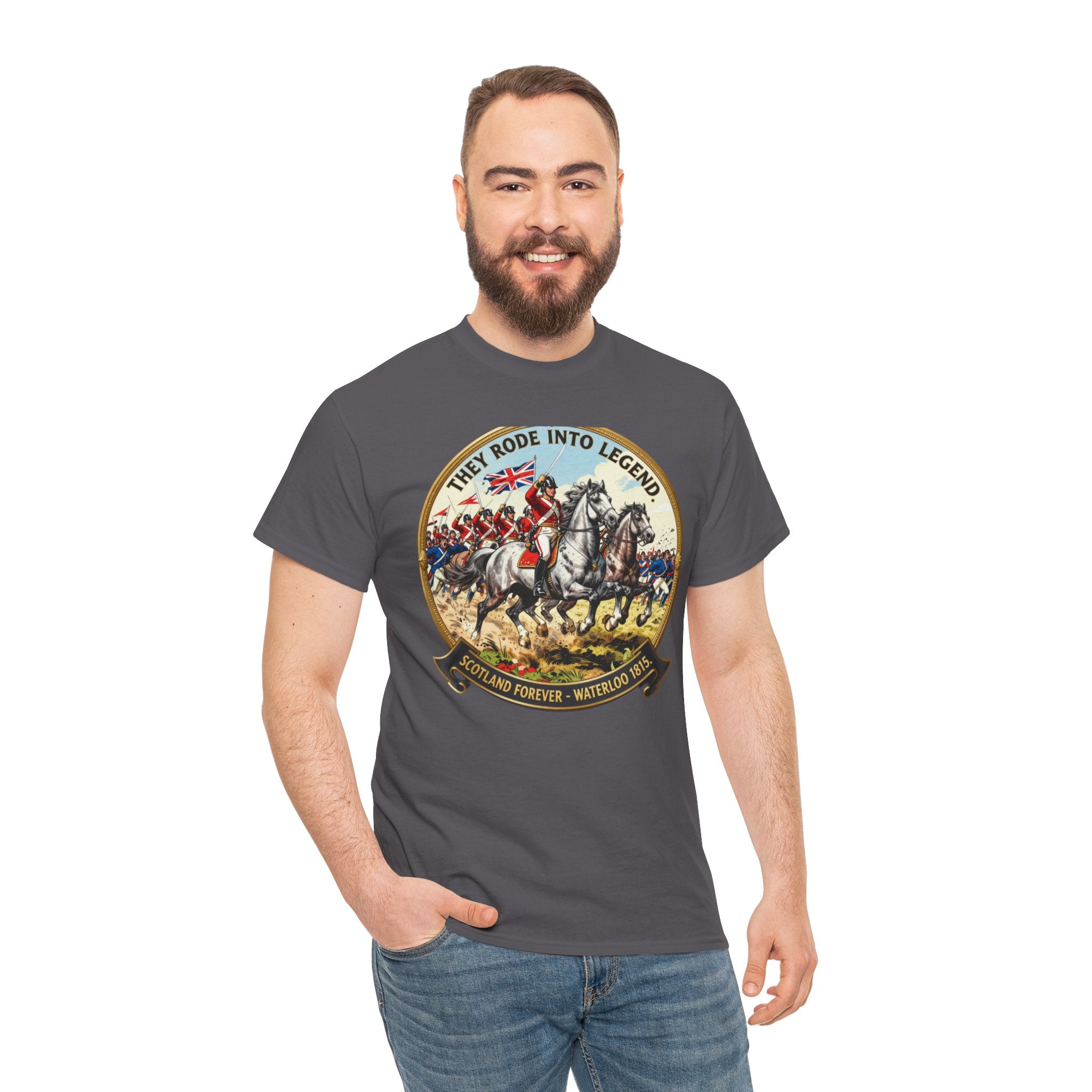 TScotland Forever — Waterloo 1815 T-Shirt | Royal Scots Greys Cavalry Charge | They Rode Into Legend | Scottish Military Heritage Gift | Napoleonic Wars Graphic Tee