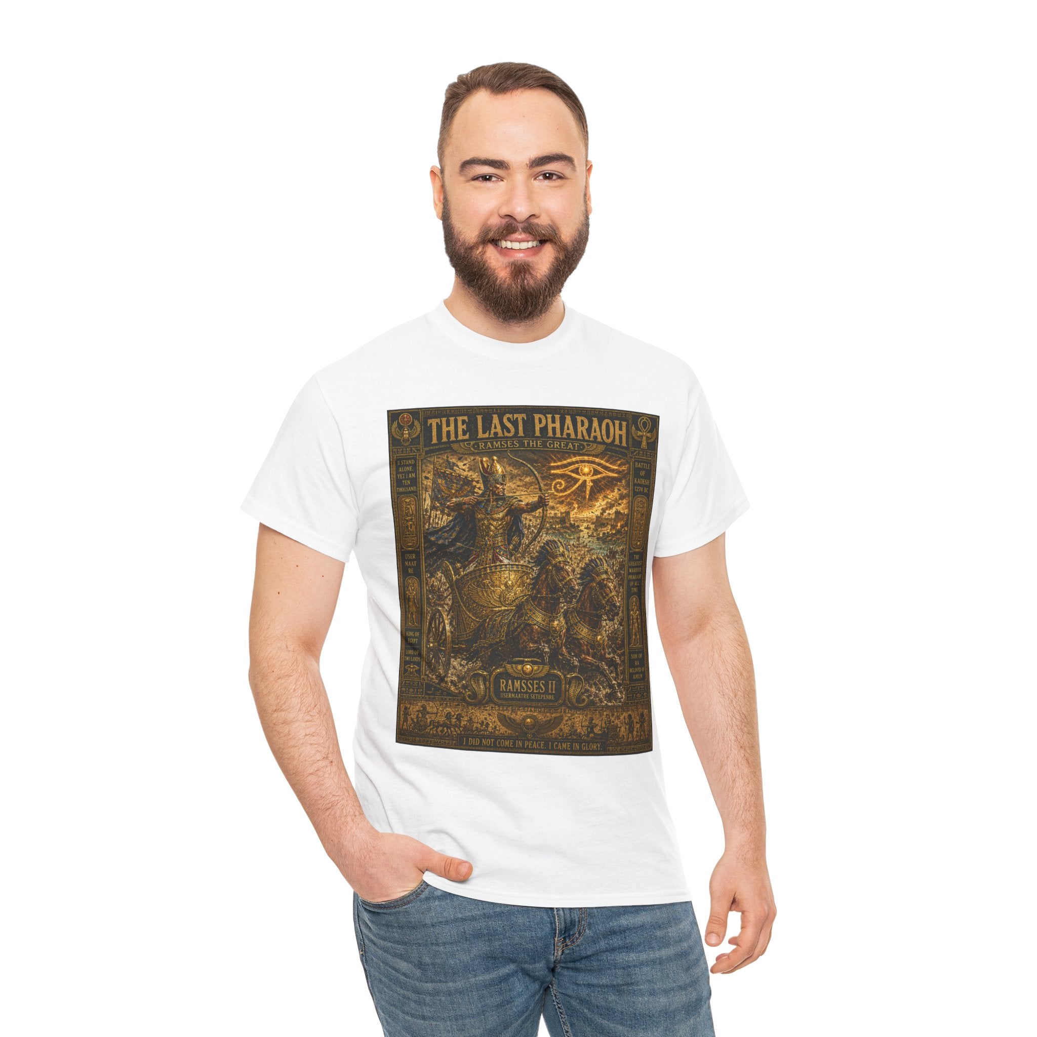 The Last Pharaoh – Ancient Egyptian Warrior Ramesses Battle of Kadesh Graphic T-Shirt - He fought as a god. He ruled as a legend. He was remembered for eternity.