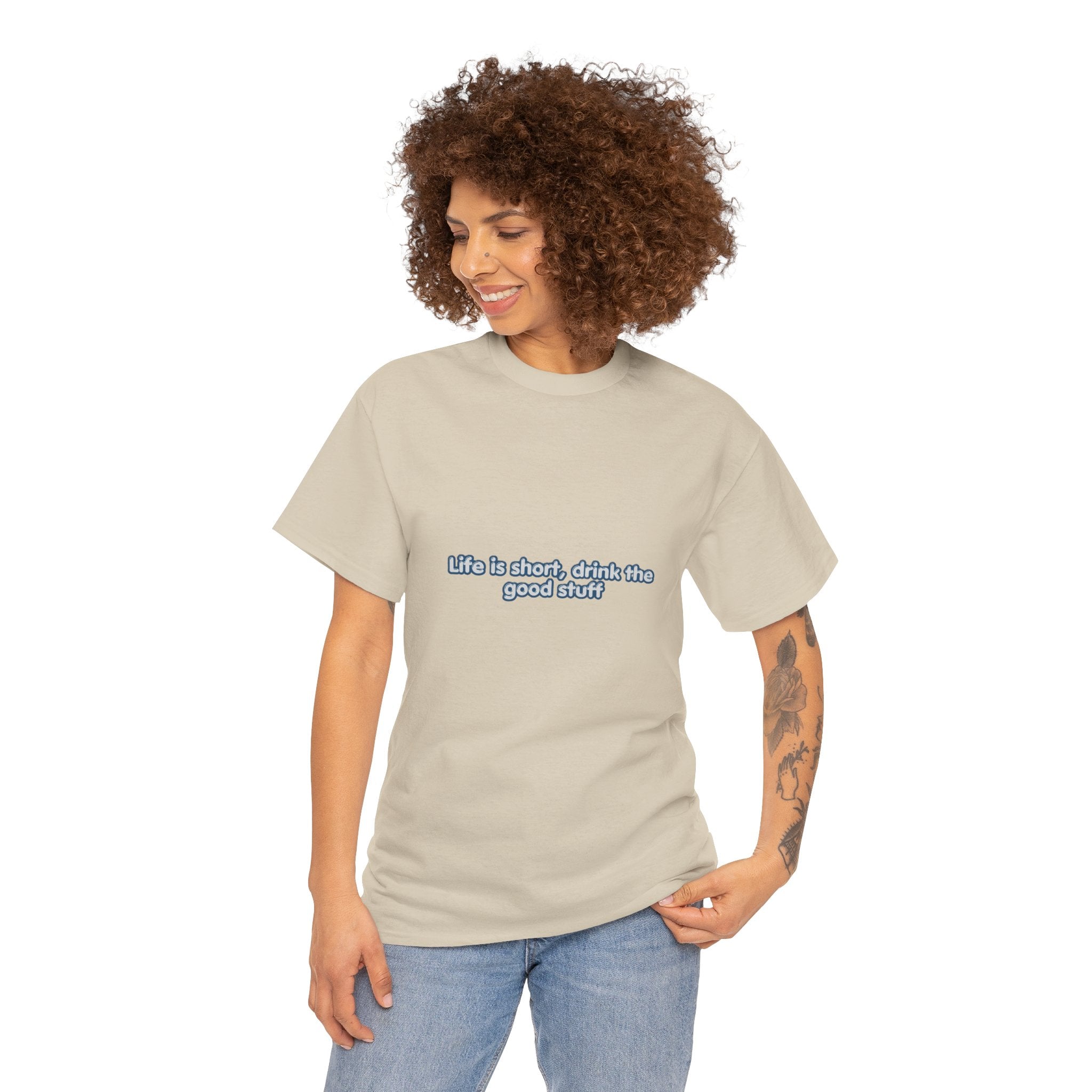 Life Is Short Drink the Good Stuff T-Shirt | Funny Wine Lover Tee | Humorous Drinking Graphic T-Shirt | Gift for Wine Fans