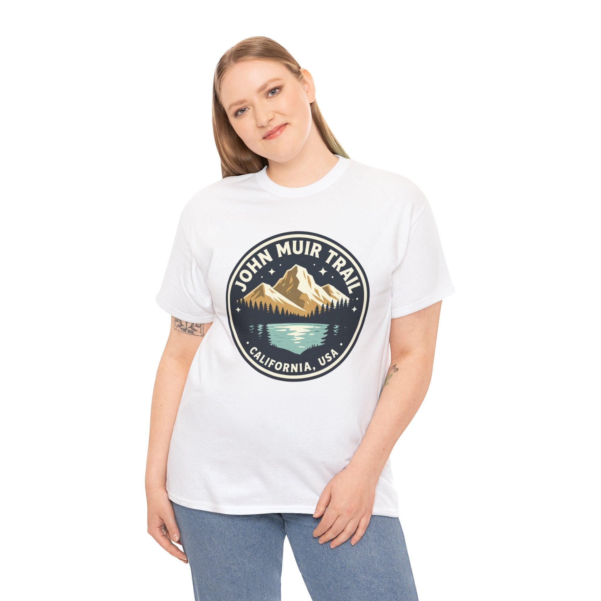 John Muir Trail T-Shirt | California Hiking Tee | JMT Sierra Nevada Mountain Badge Graphic Shirt