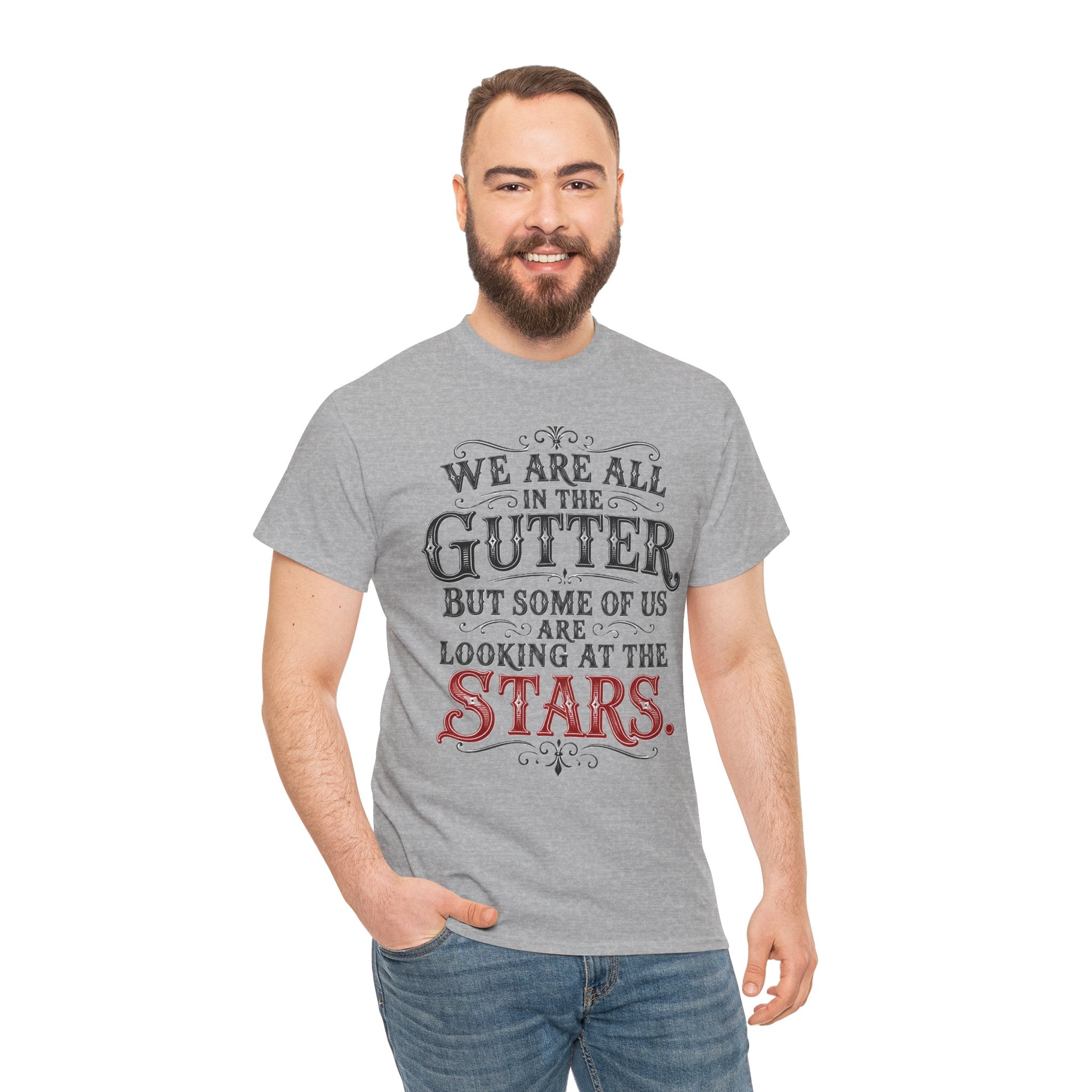 We Are All in the Gutter But Some of Us Are Looking at the Stars T-Shirt | Oscar Wilde Quote Tee | Unisex Vintage Typography