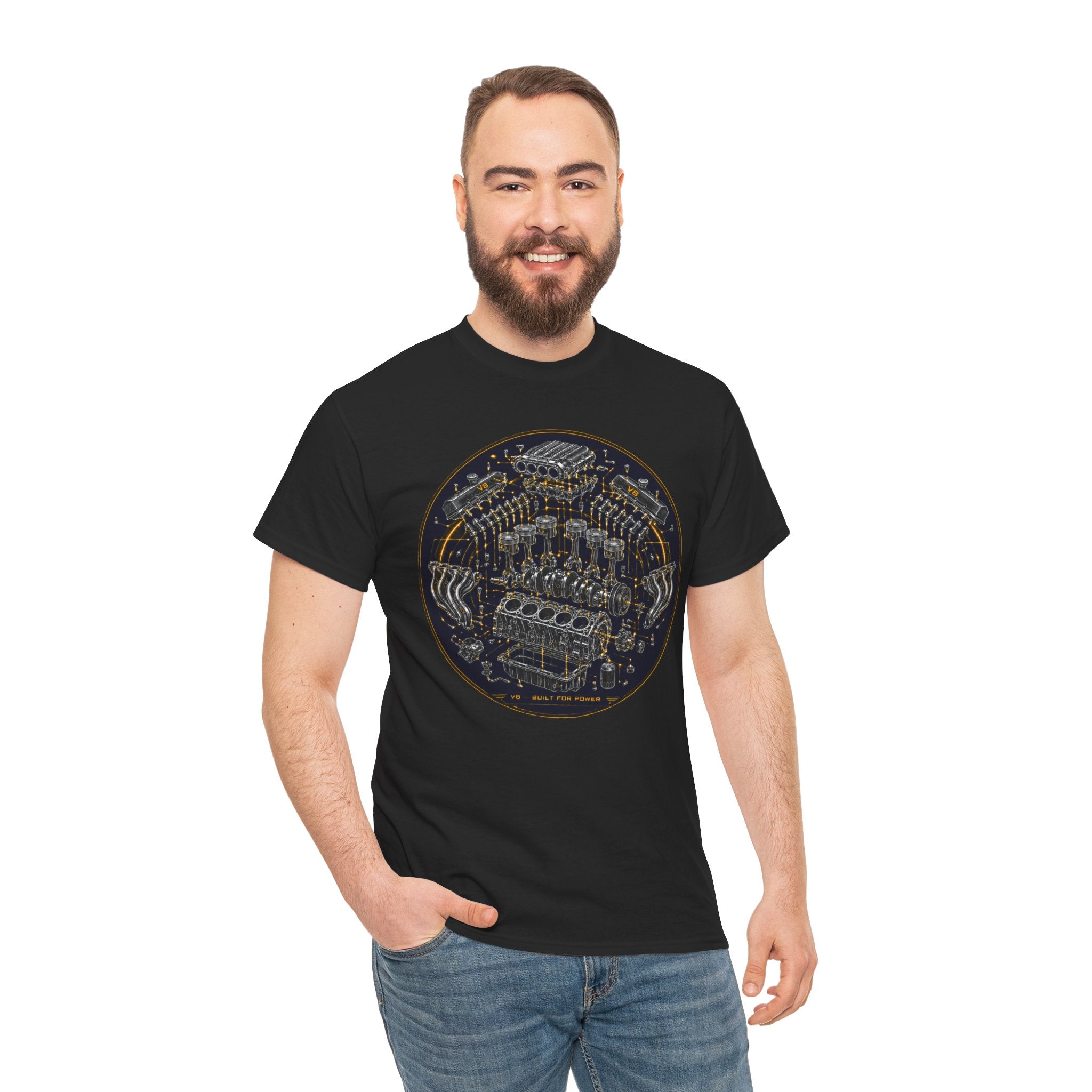 V8 Engine Diagram T-Shirt | Exploded View Blueprint Mechanic Tee