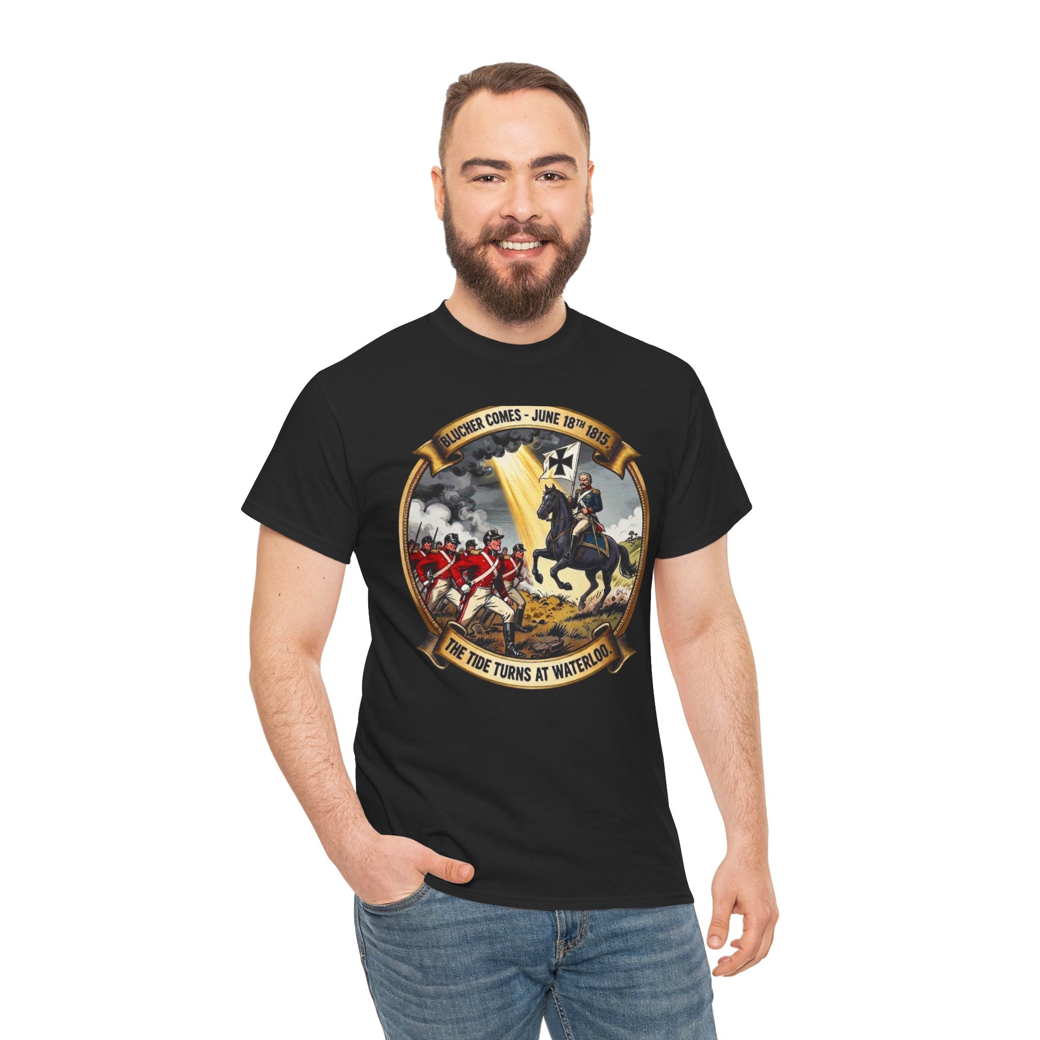 Blücher Comes — Waterloo 1815 T-Shirt | The Tide Turns at Waterloo | Prussian Army Badge Graphic Tee | Anglo-Prussian Alliance Gift | Napoleonic Wars Heritage
