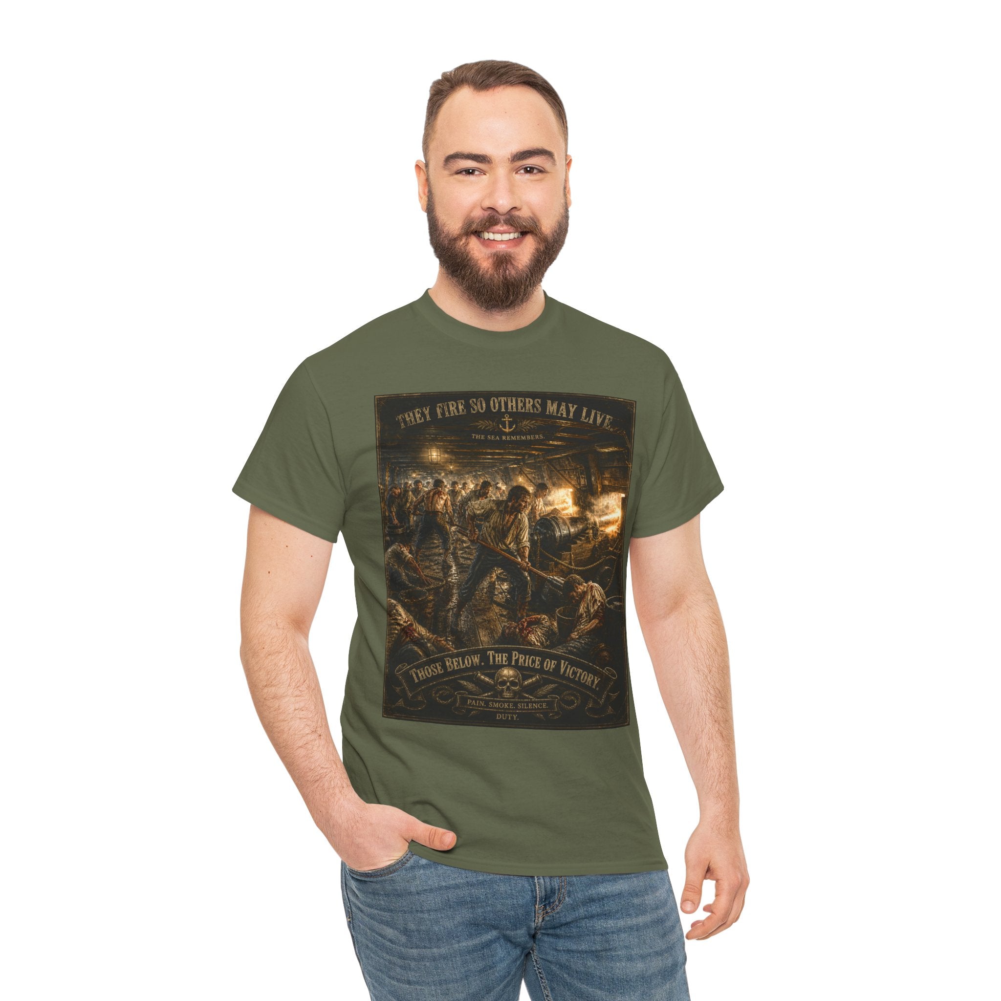 They Fire So Others May Live T-Shirt – Gun Deck Naval Battle | Those Below The Price of Victory Graphic Tee