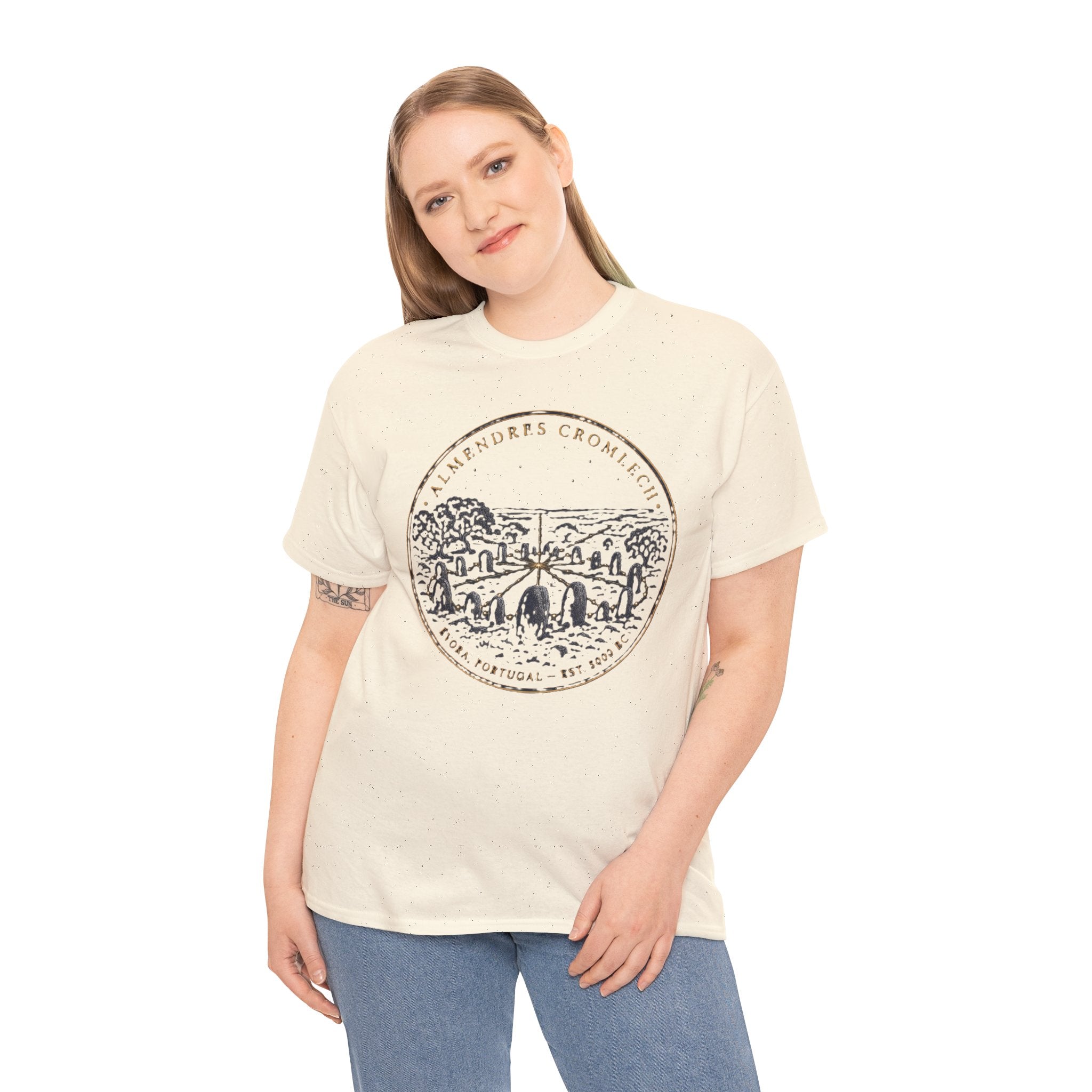 Almendres Cromlech T-Shirt | Ancient Neolithic Stone Circle Évora Portugal Design | Iberian Heritage Graphic Tee | Sacred Sites T-Shirt
