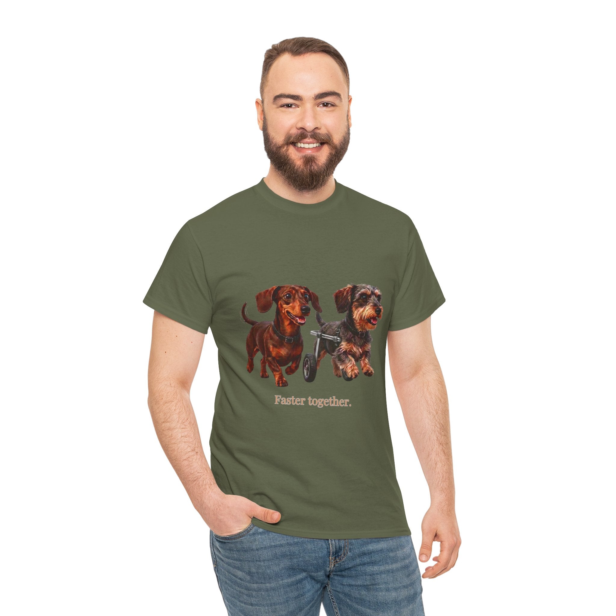 Dachshund Duo Tee – “Faster Together” Wiener Dog T-Shirt