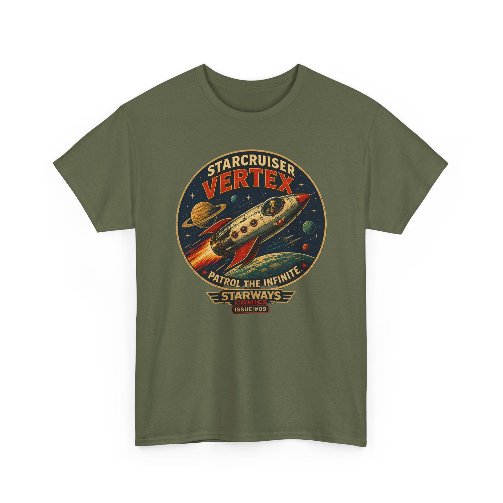 Starcruiser Vertex Rocket T-Shirt — Vintage Space Patrol Graphic Tee